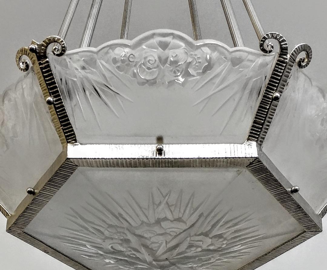 Forged French Art Deco Chandelier by DAUM LORRAIN For Sale