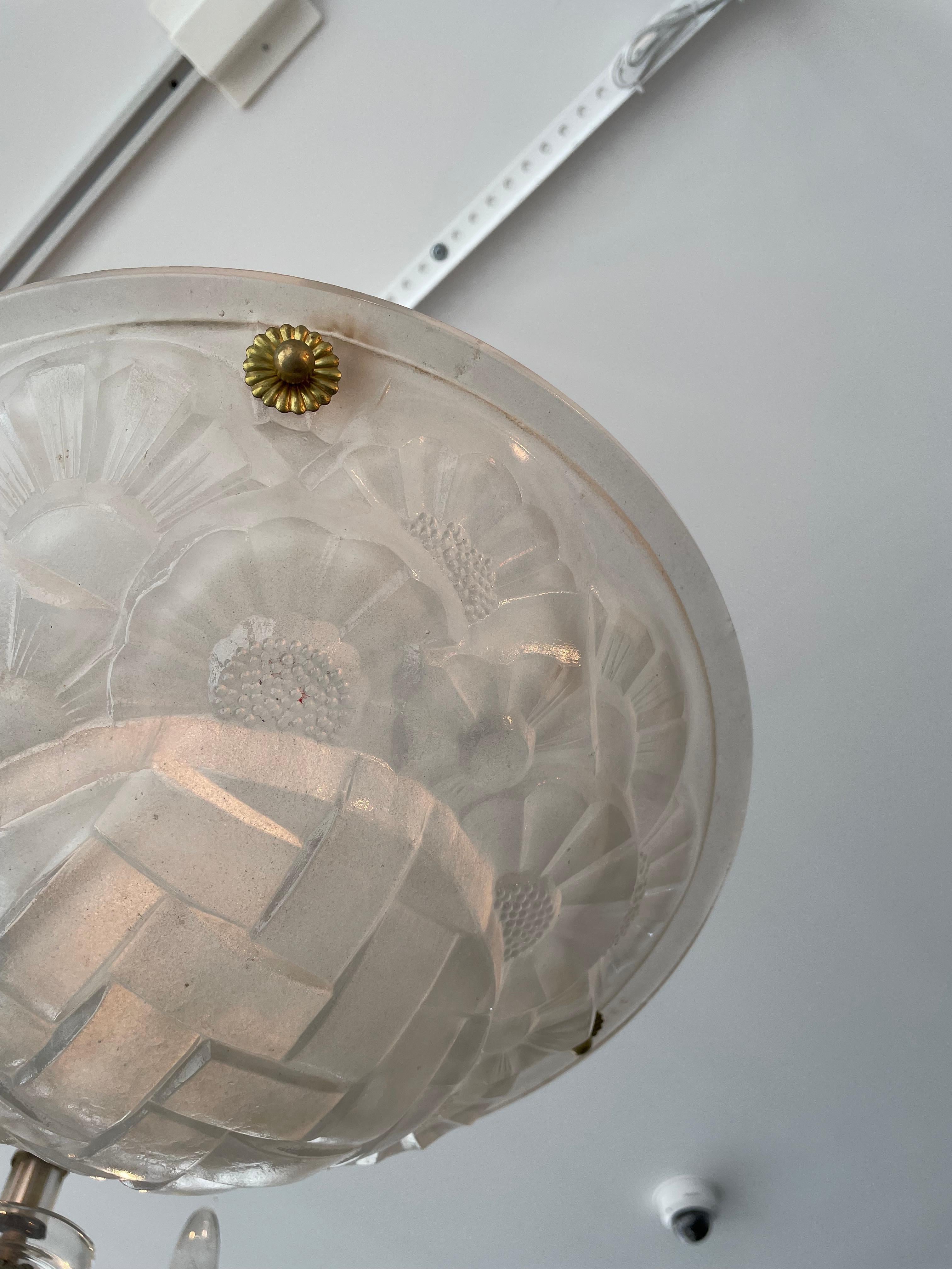 French Art Deco Chandelier by Degue For Sale 7