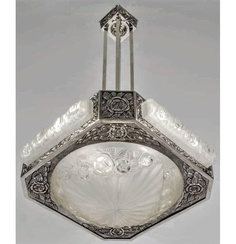 20th Century French Art Deco Chandelier by Degue For Sale