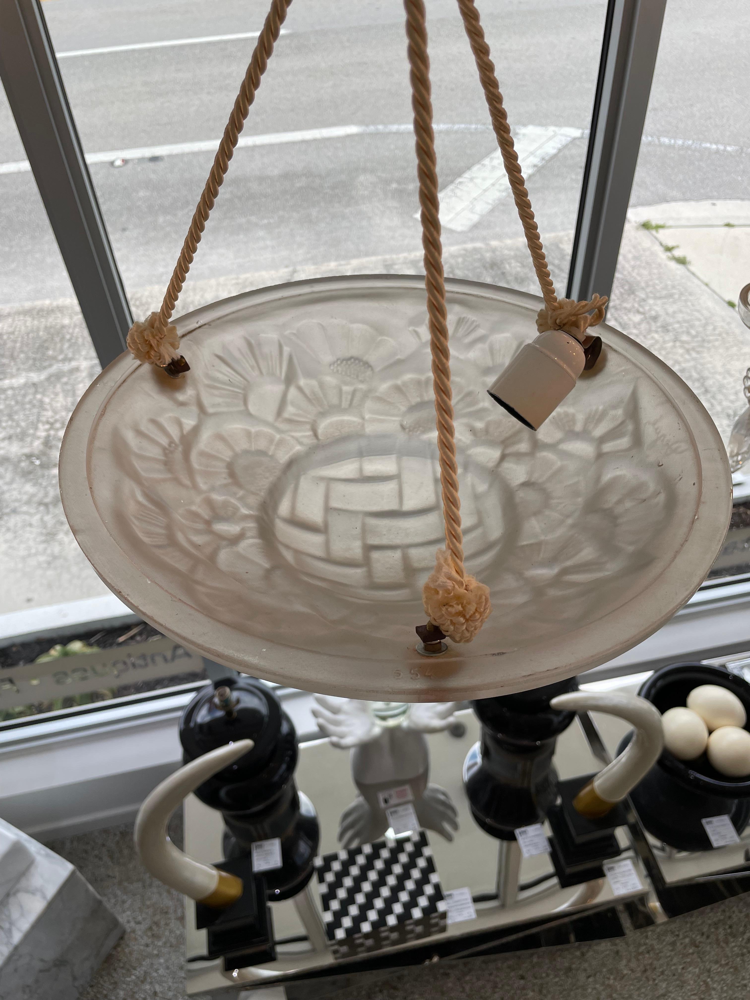 20th Century French Art Deco Chandelier by Degue For Sale