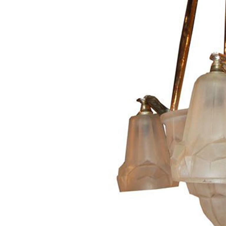 Mid-20th Century French Art Deco Chandelier by Degue For Sale