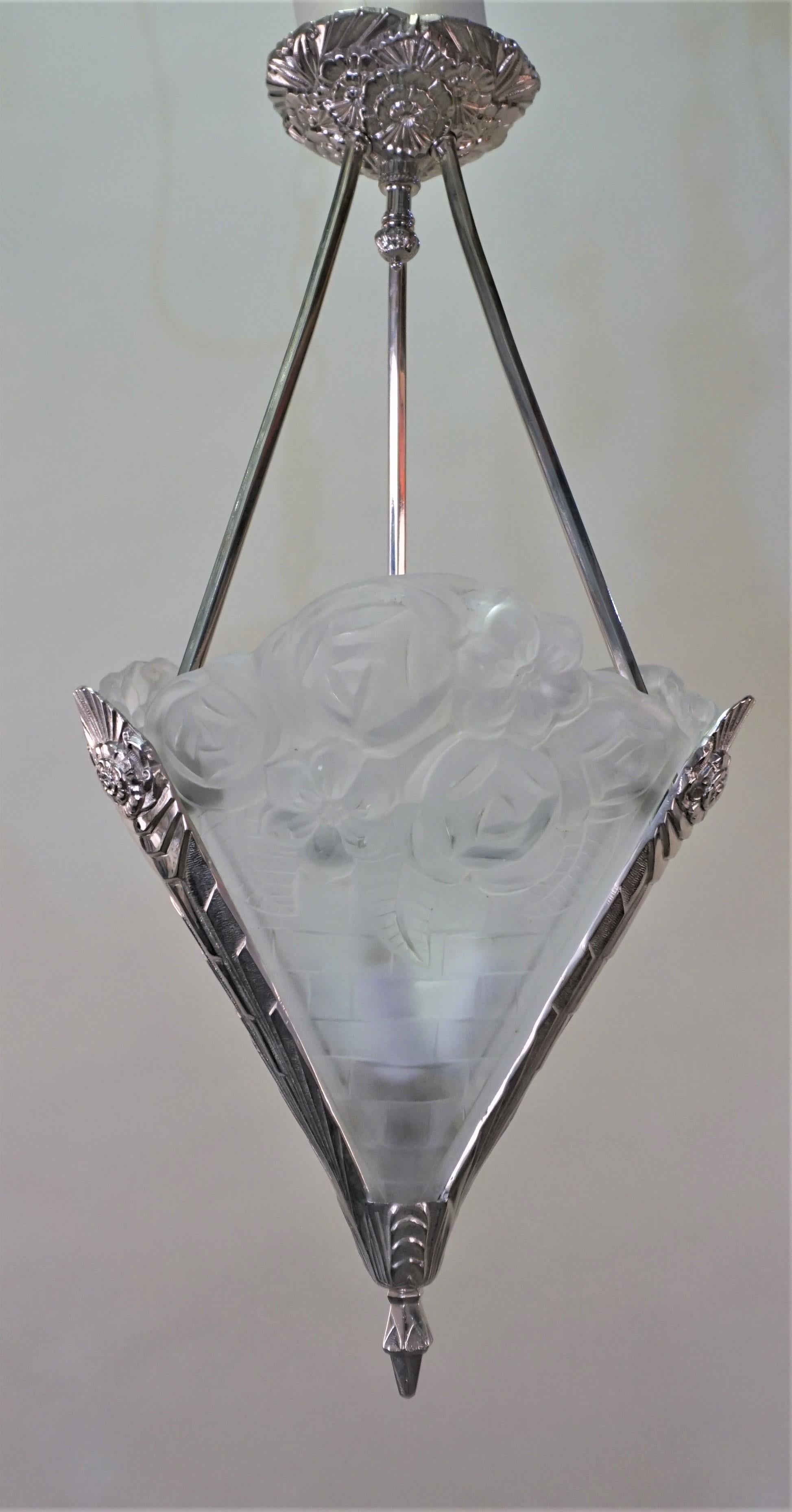 French Art Deco Chandelier by Degue 2