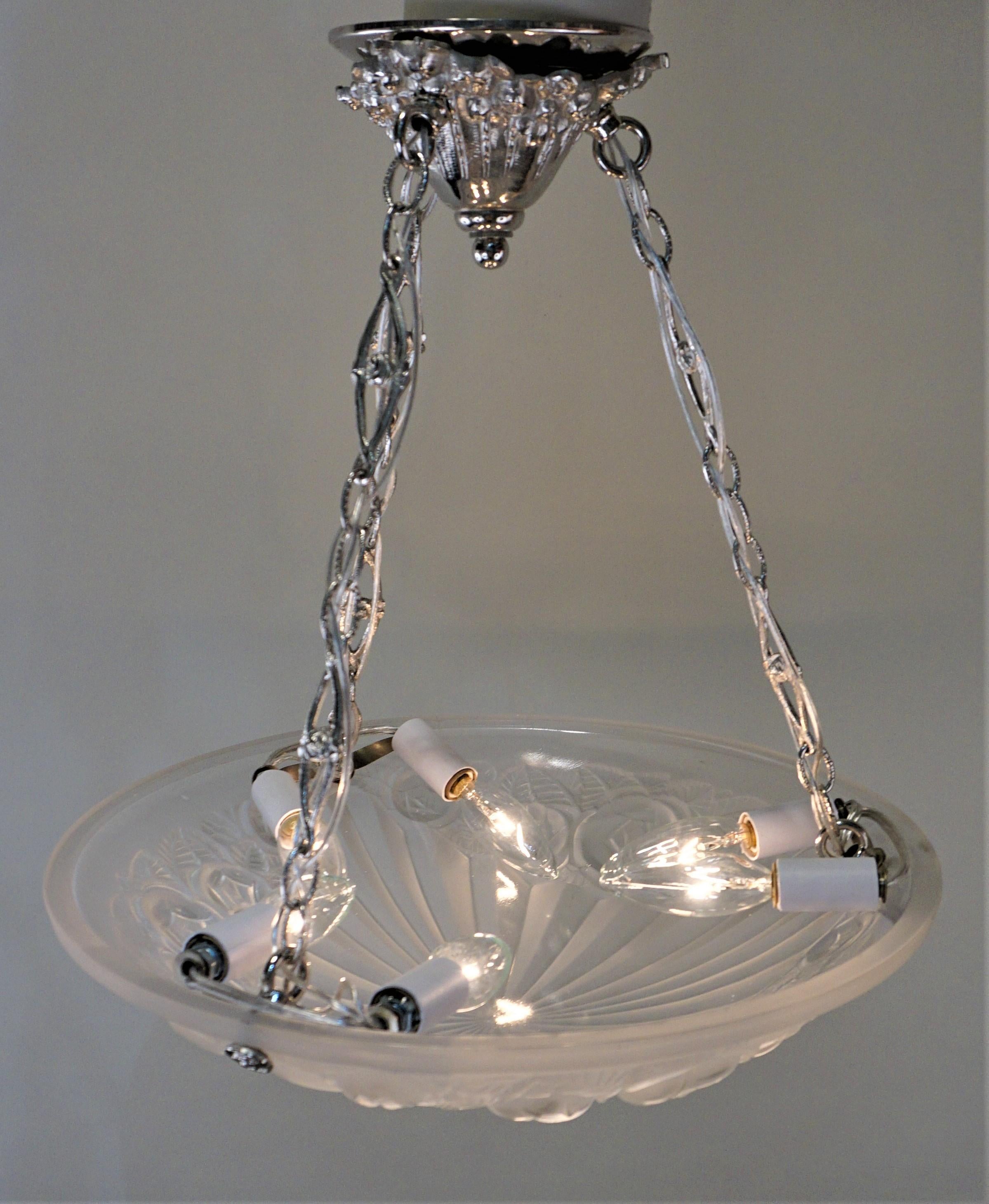 French Art Deco Chandelier by Degue 1