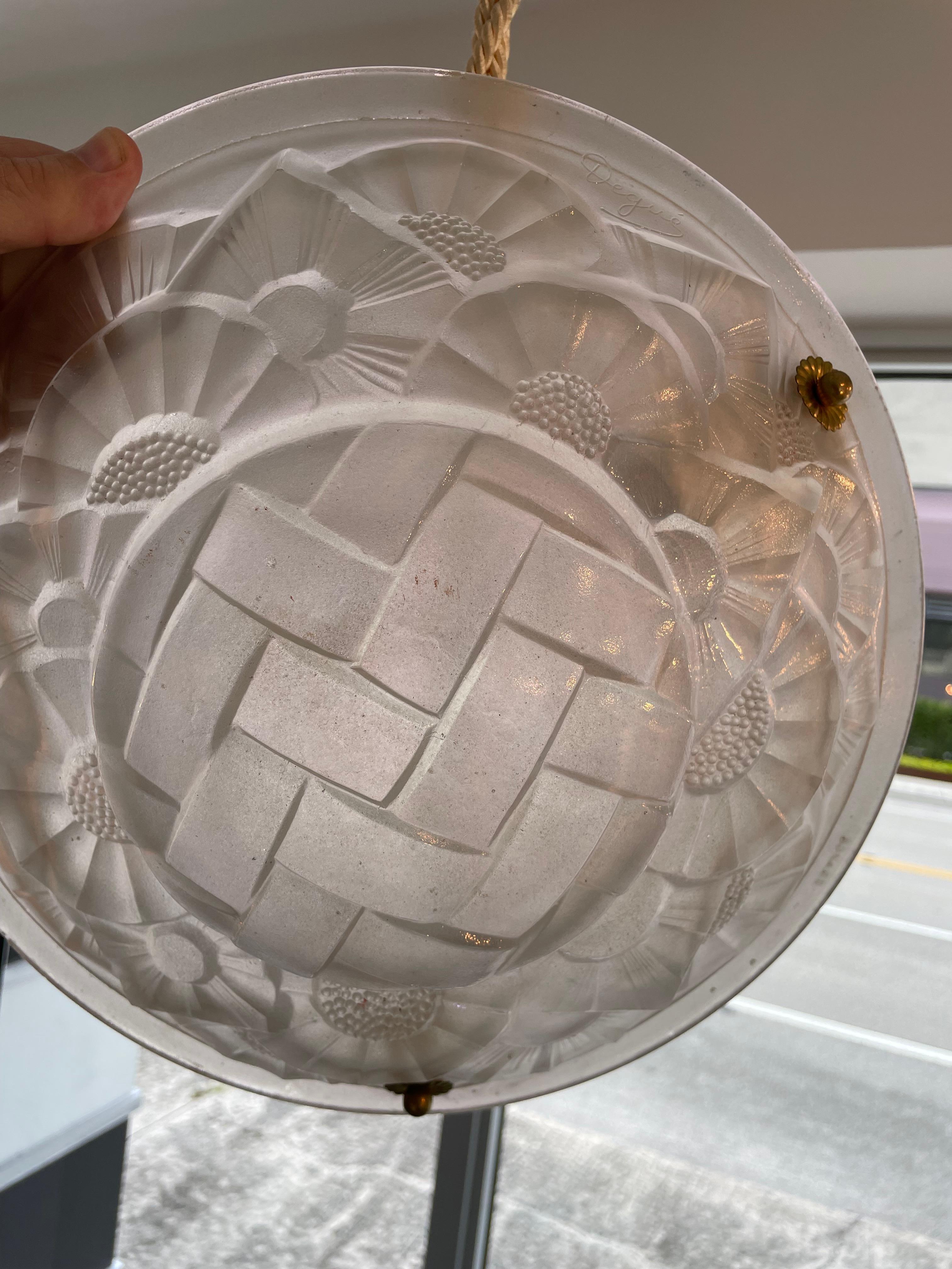 French Art Deco Chandelier by Degue For Sale 2