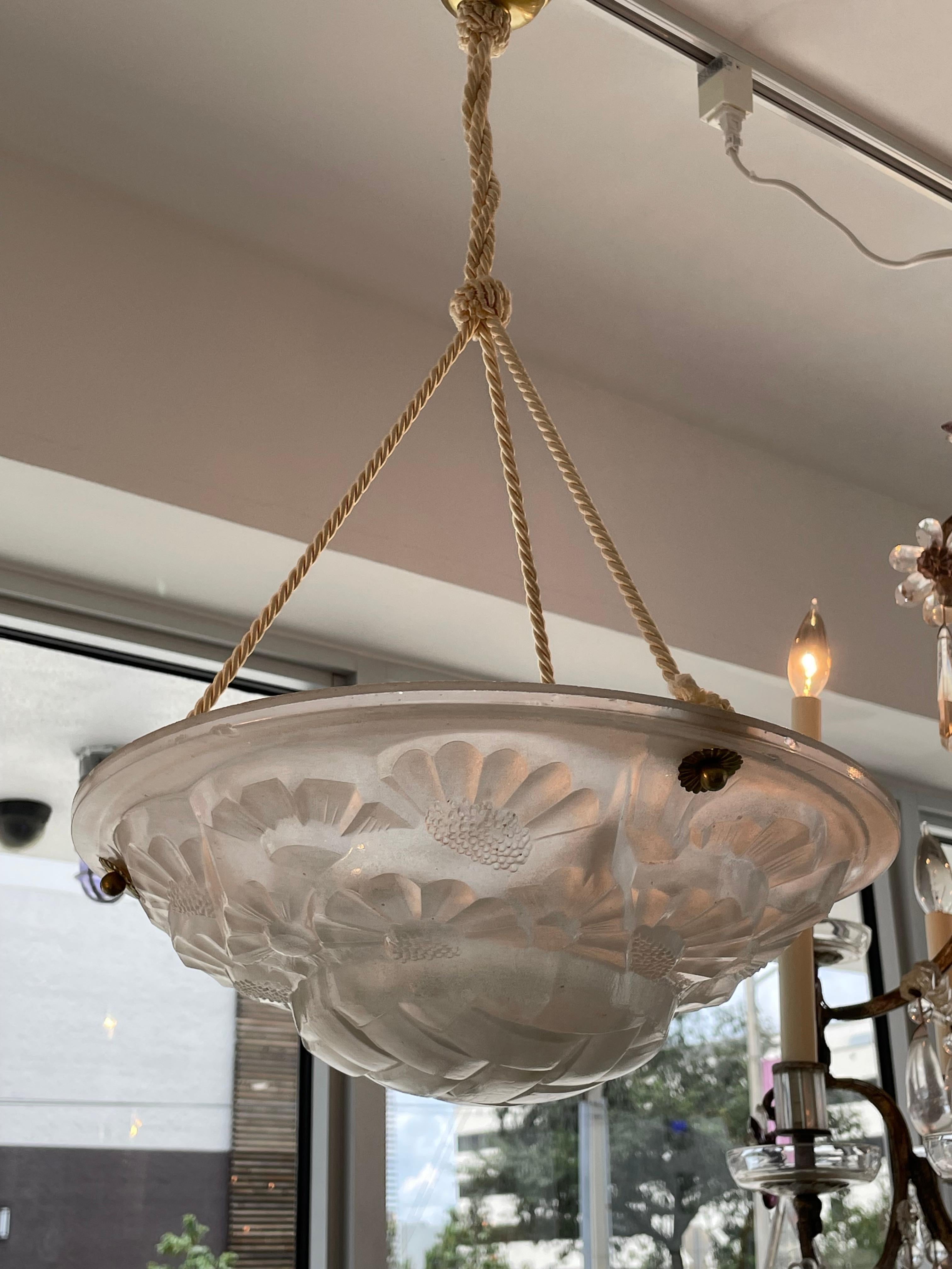 French Art Deco Chandelier by Degue For Sale 3