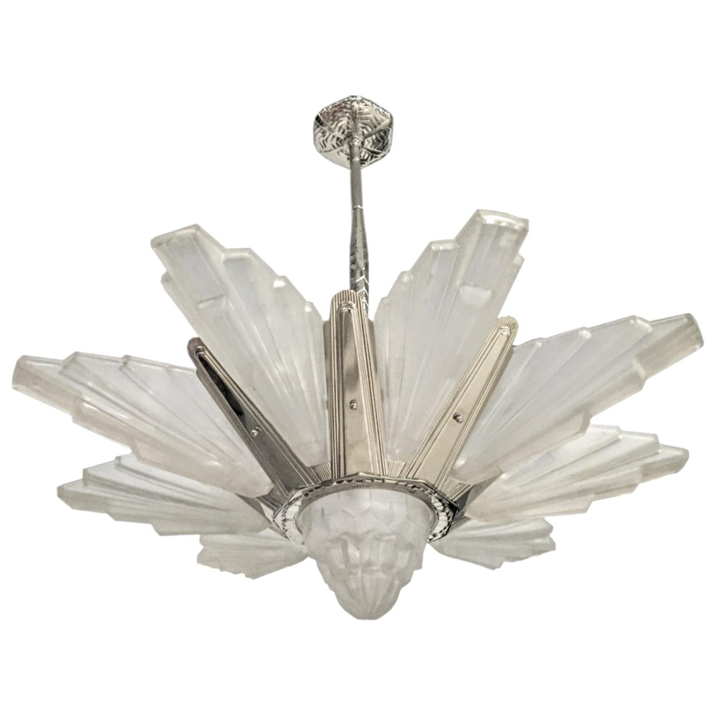 French Art Deco Chandelier By EJG at 1stDibs