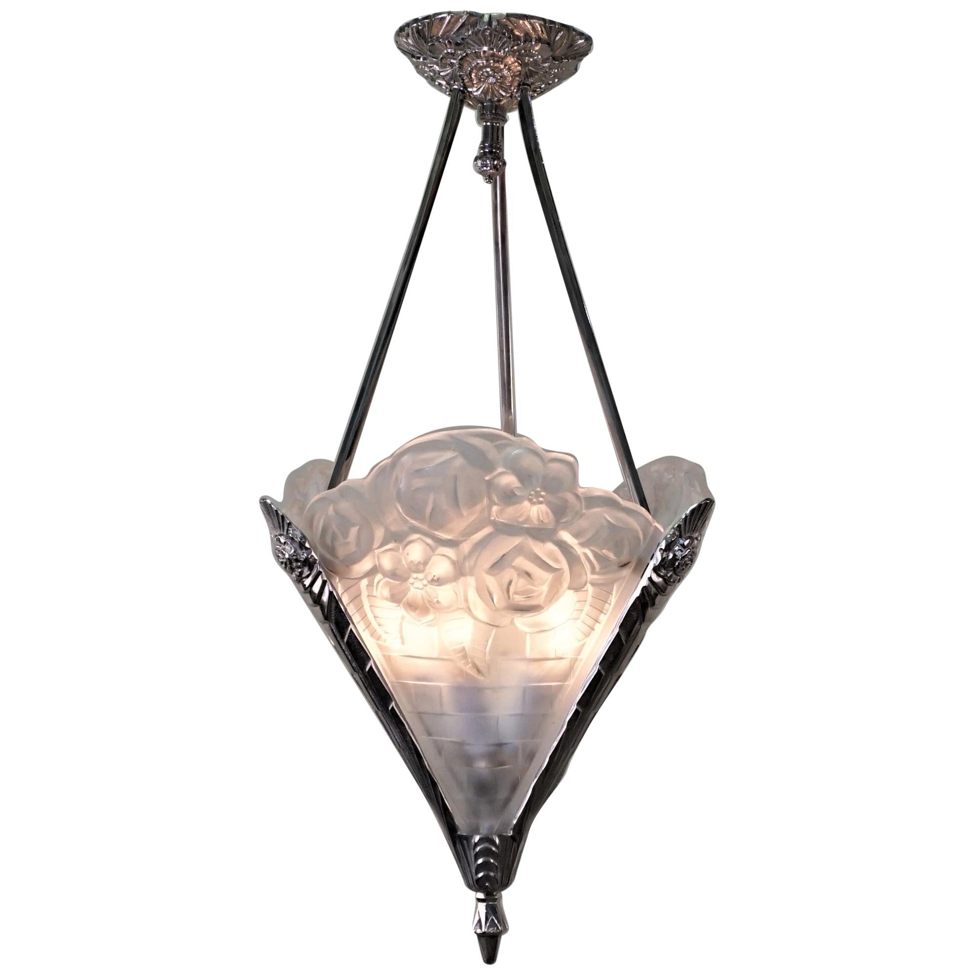 French Art Deco Chandelier by Degue