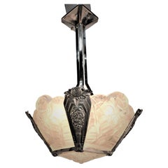 Antique French Art Deco Chandelier by Degué