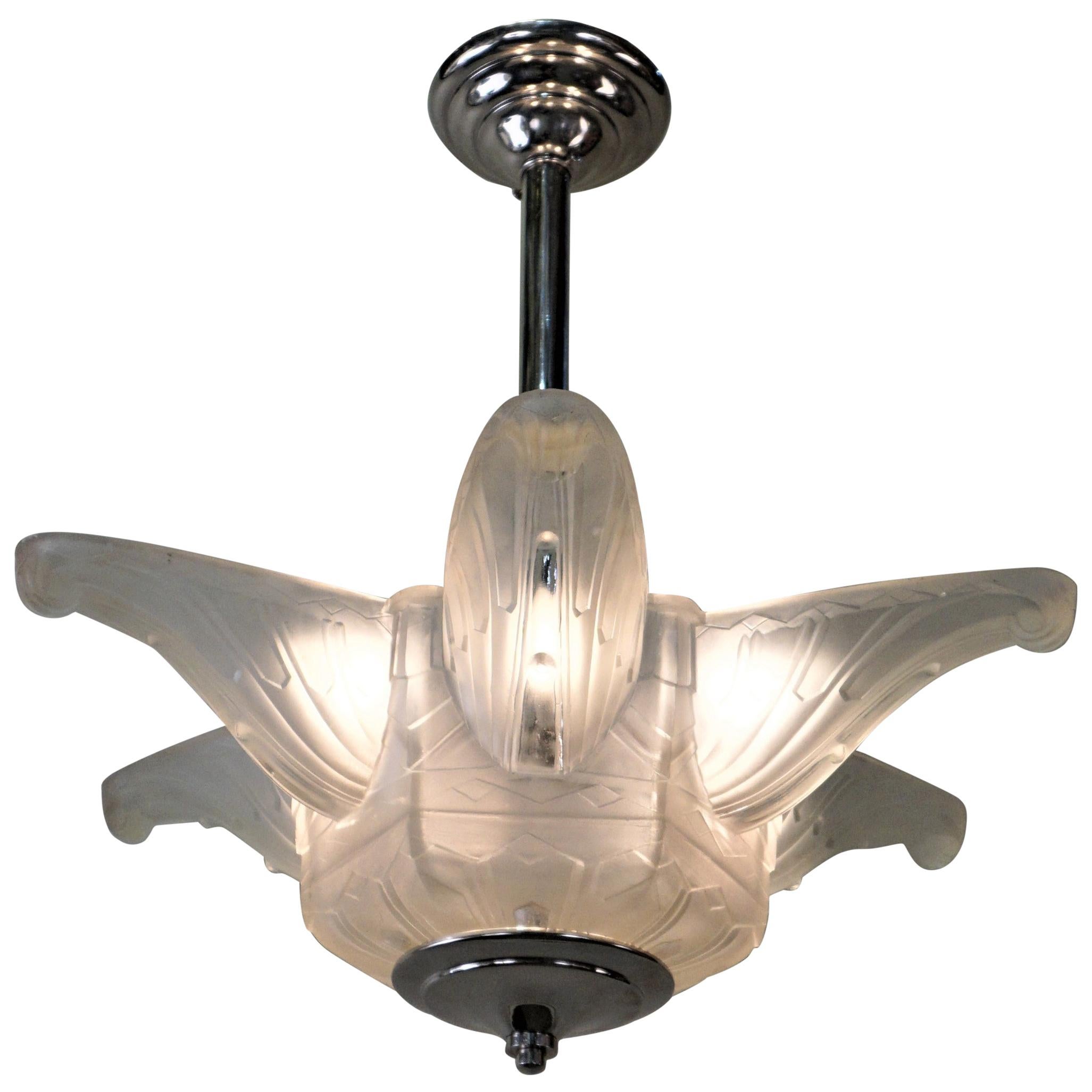 French Art Deco Chandelier by Des Hanots