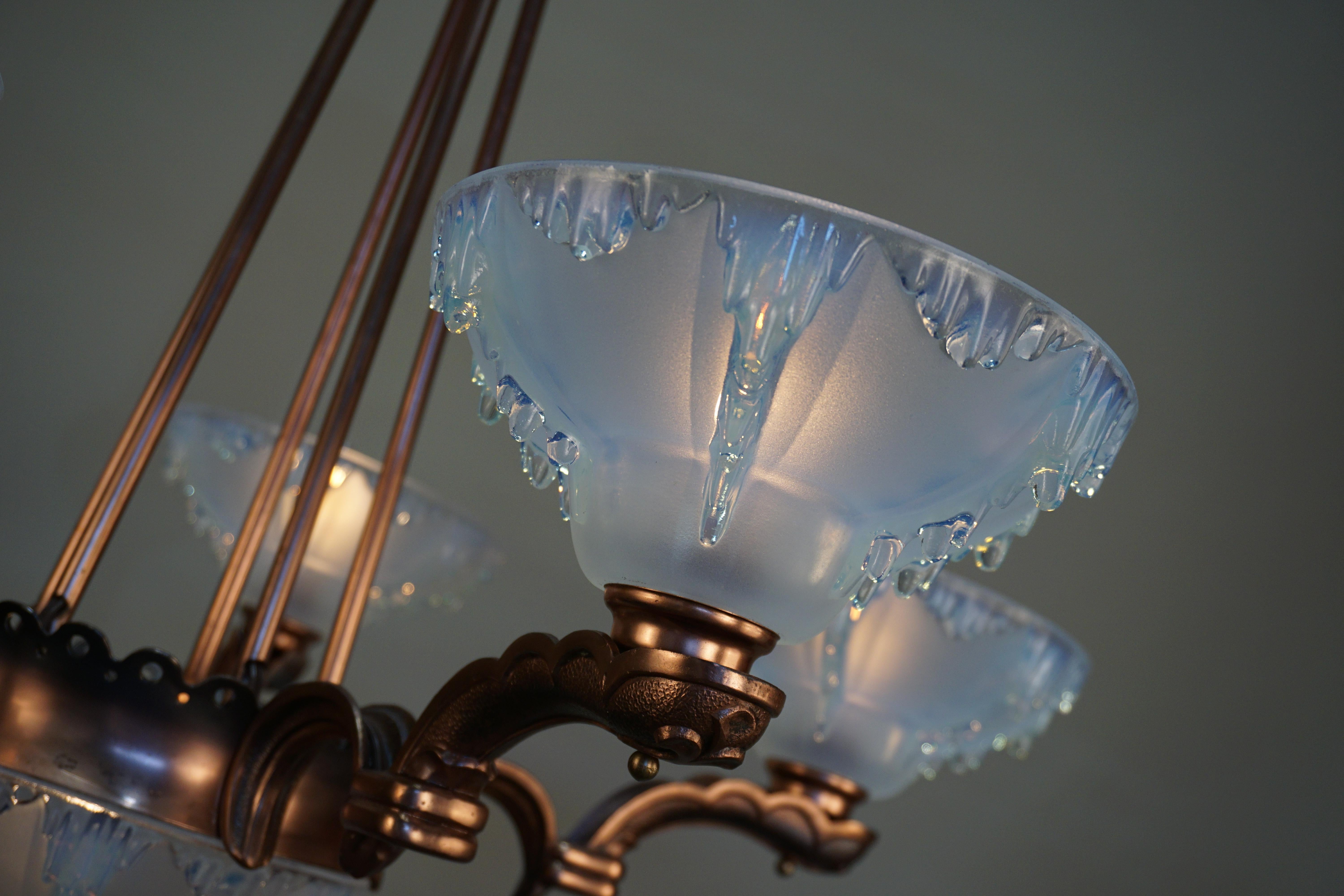 Plated French Art Deco Chandelier by Ezan