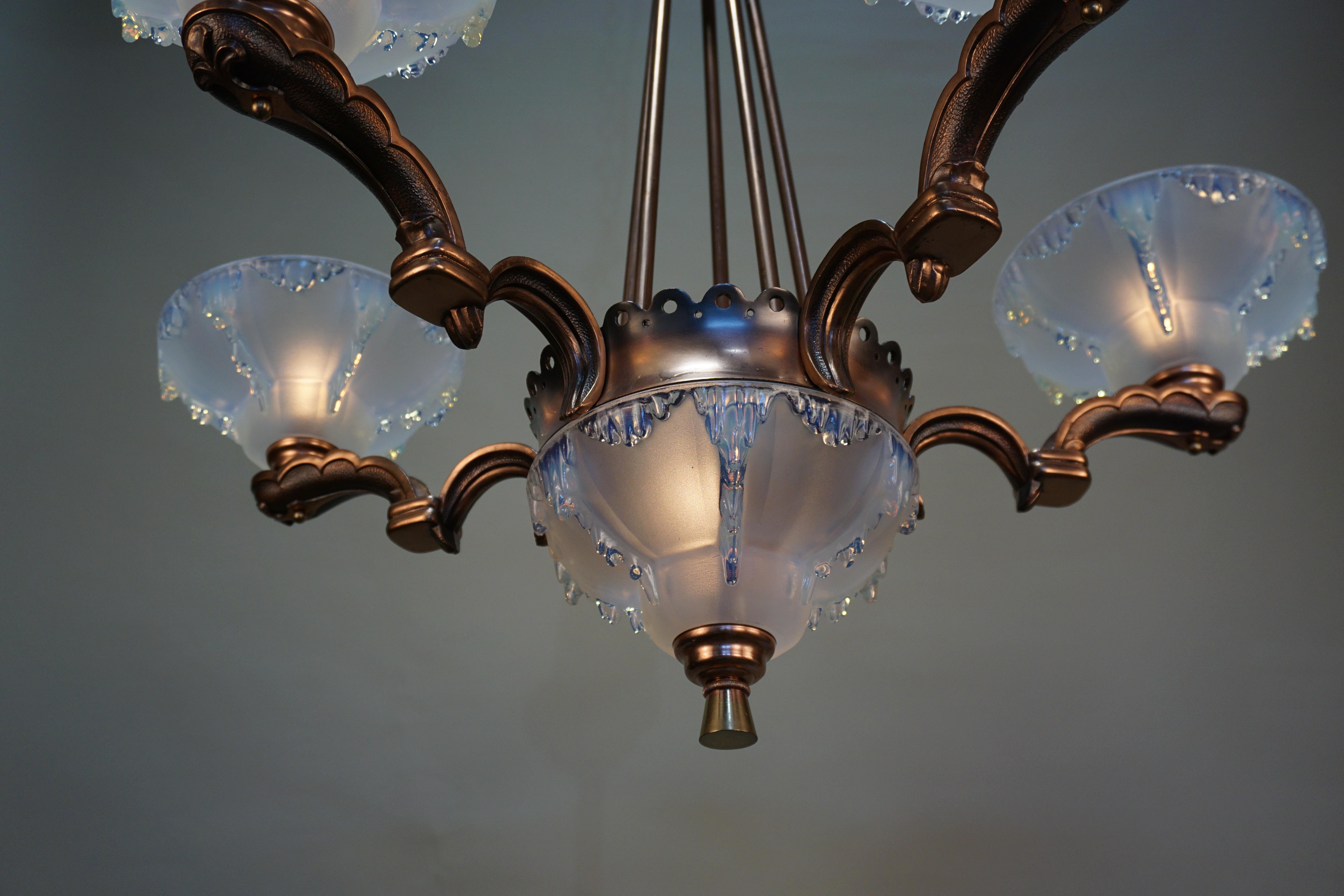 Mid-20th Century French Art Deco Chandelier by Ezan