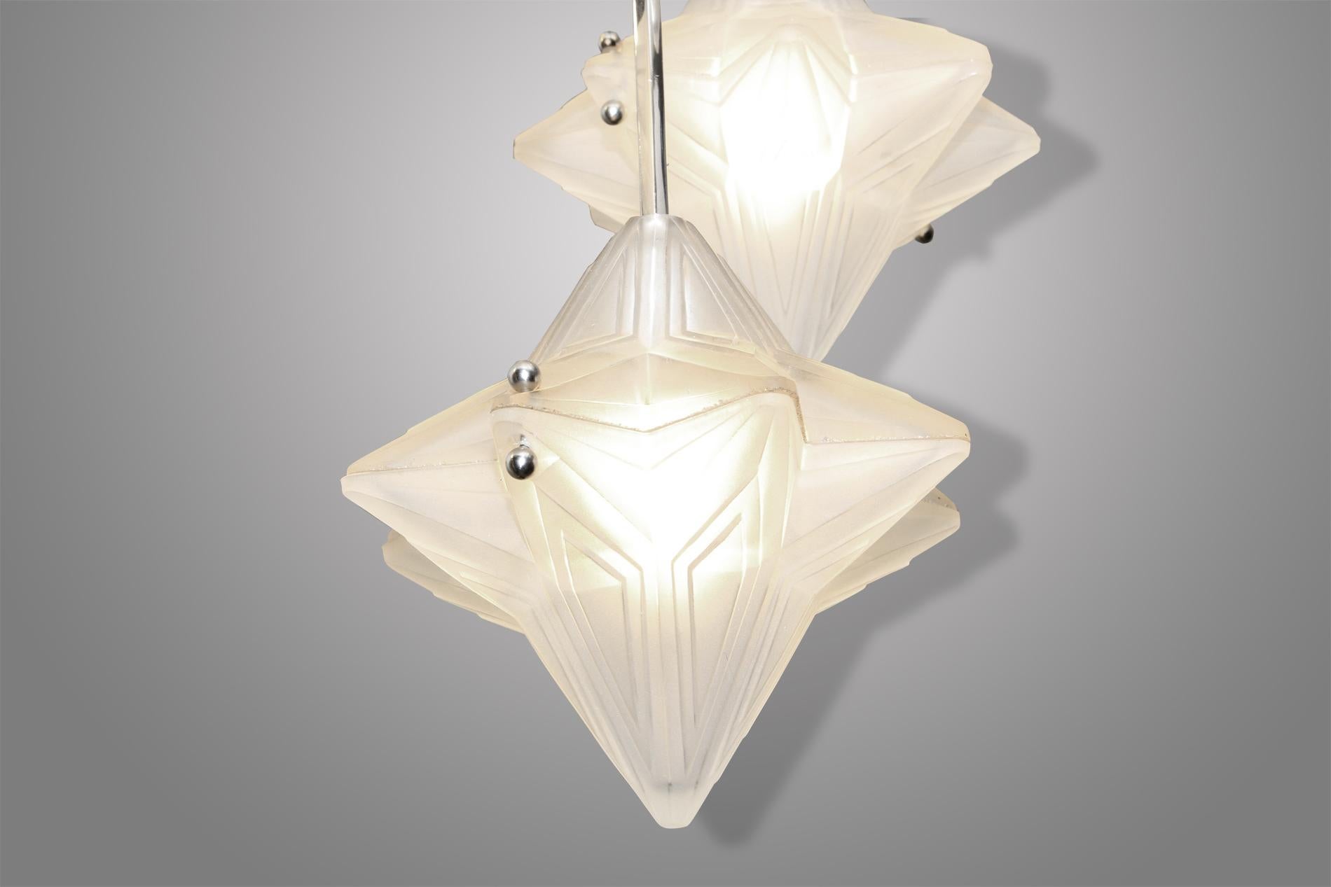 20th Century French Art Deco chandelier by Genet & Michon  For Sale