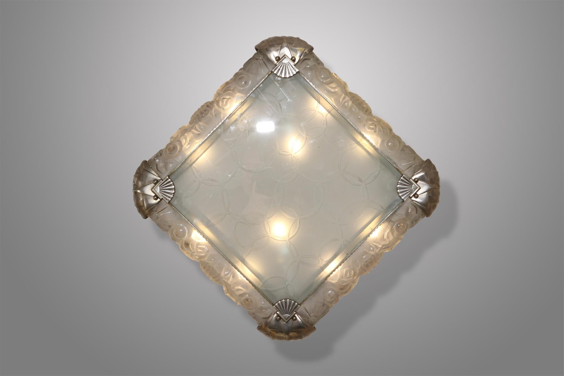 20th Century French Art deco chandelier by Genet & Michon  For Sale
