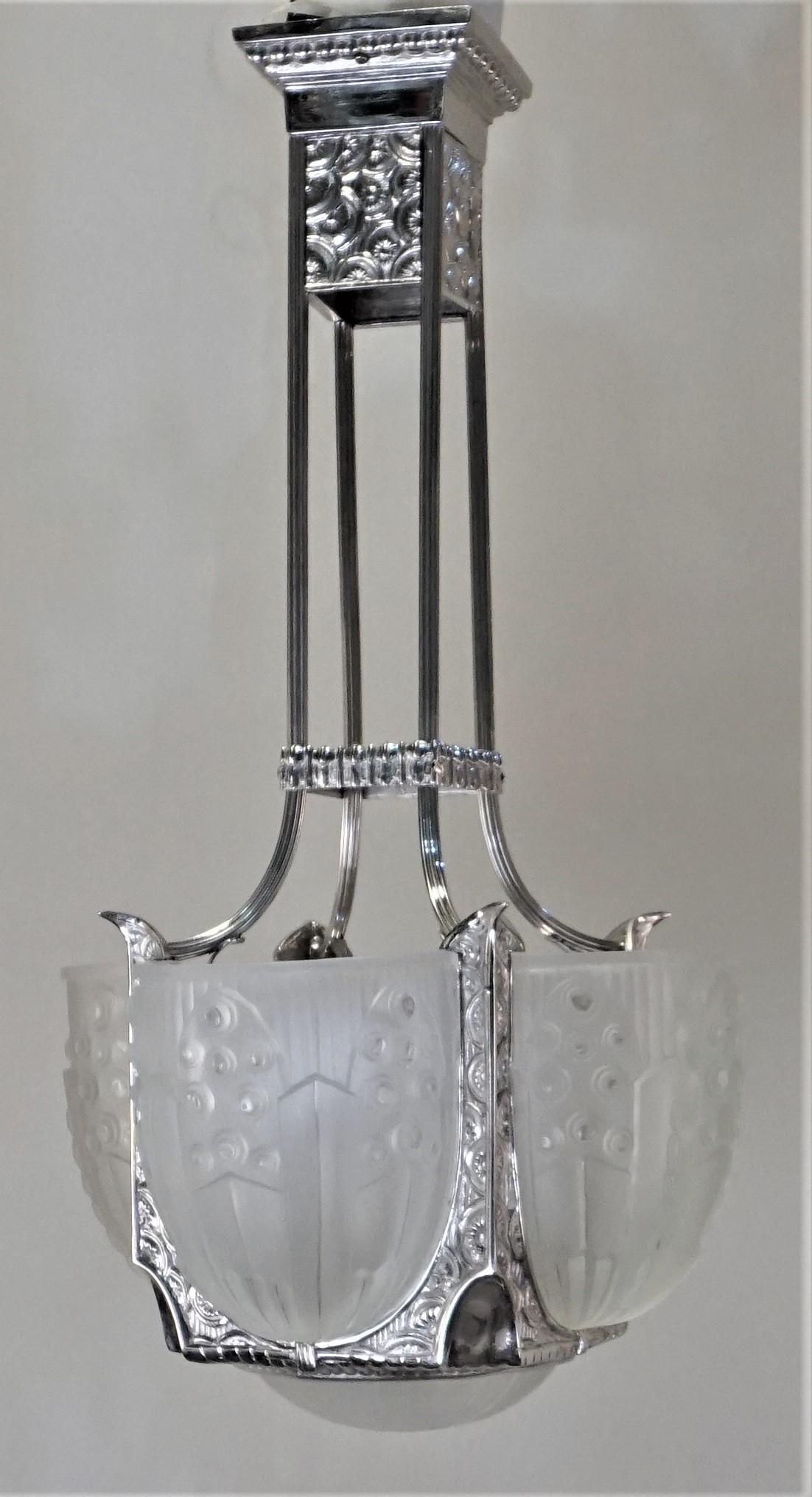 French Art Deco Chandelier by Georges Leleu For Sale 5