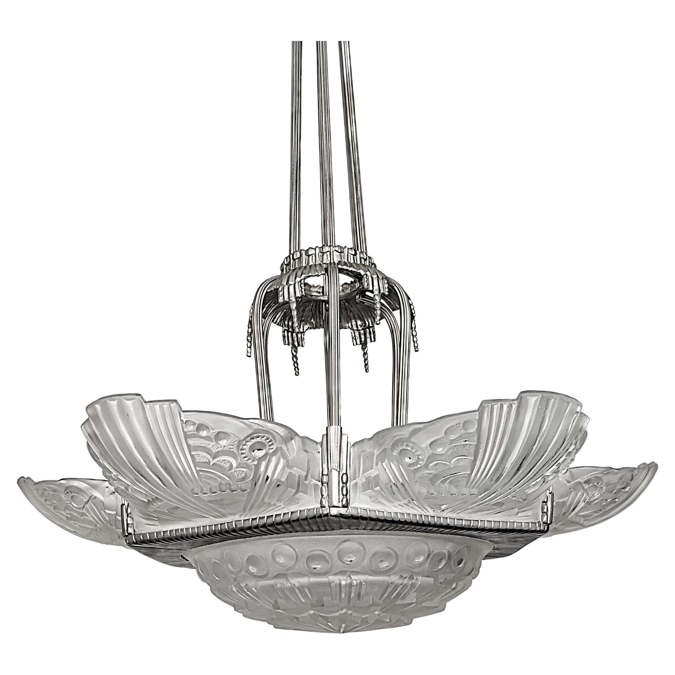This spectacular French Art Deco chandelier was designed by the master 