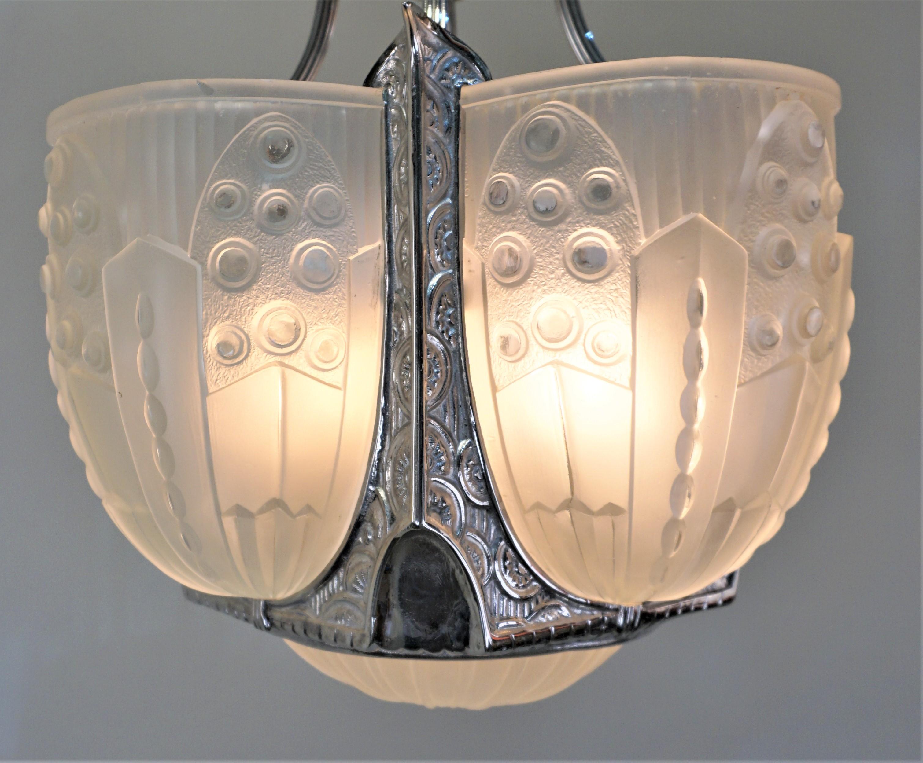 French Art Deco Chandelier by Georges Leleu For Sale 1