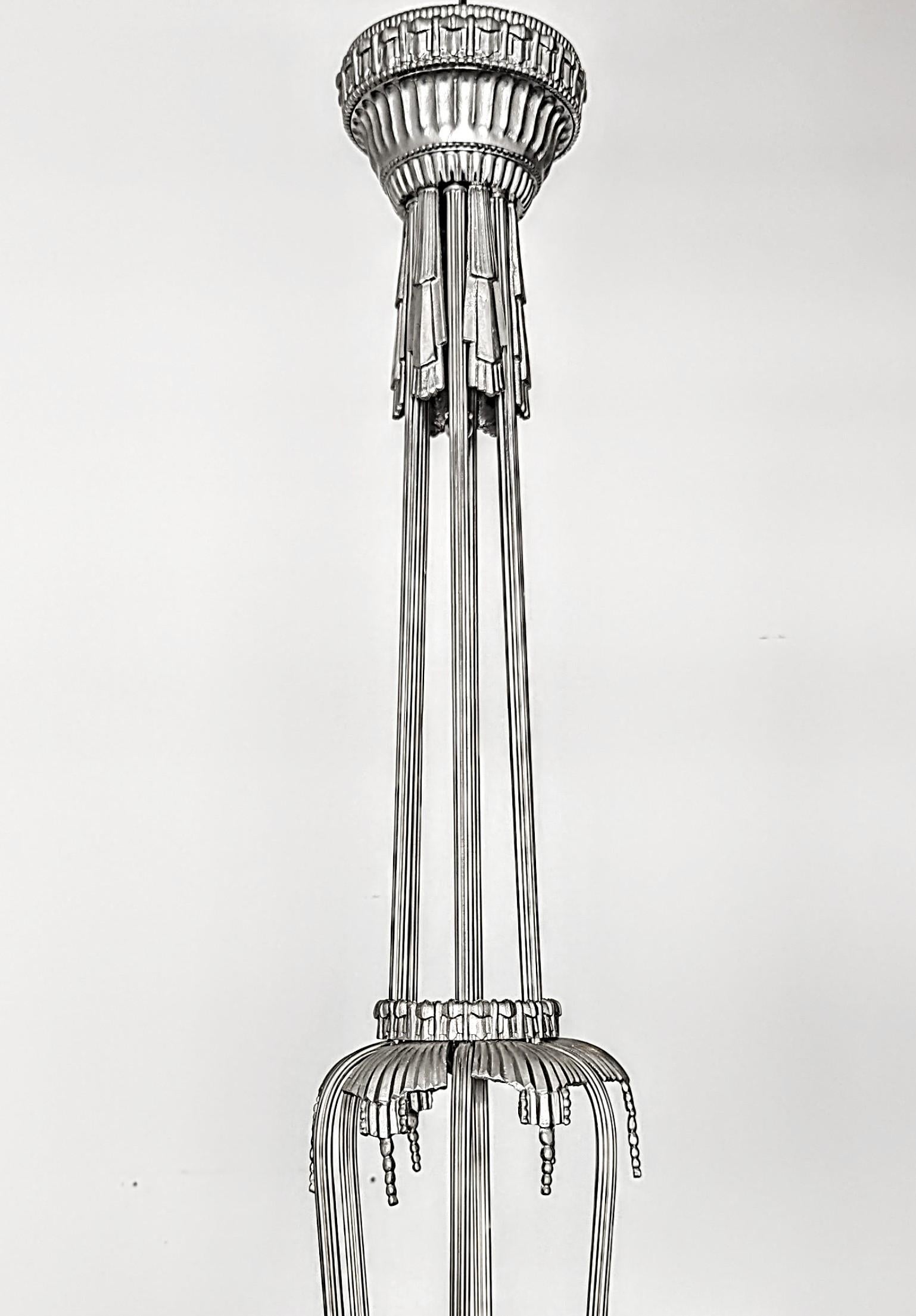 French Art Deco Chandelier by “Georges LELEU” For Sale 1