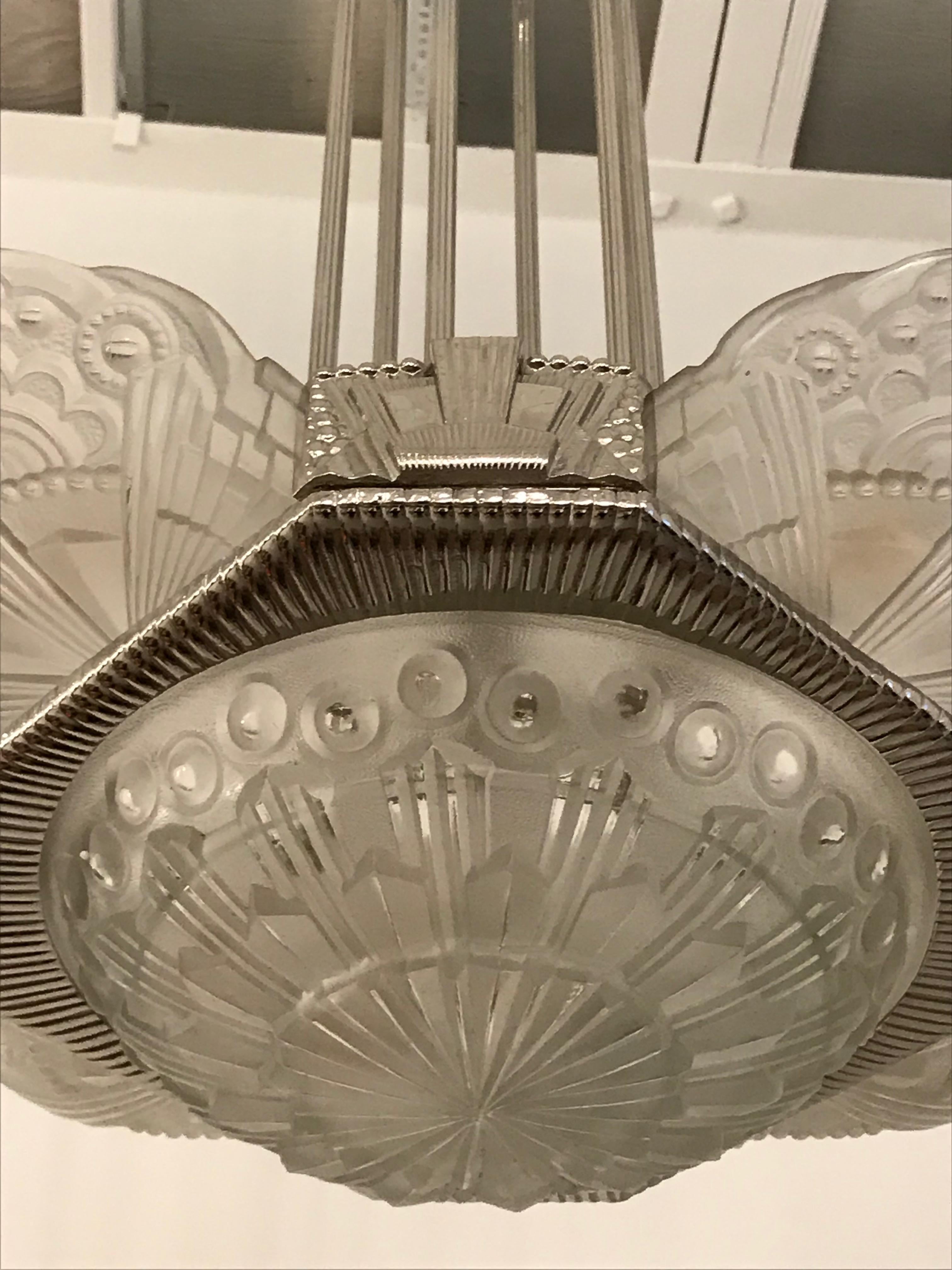 French Art Deco Chandelier by Georges Leleu For Sale 4
