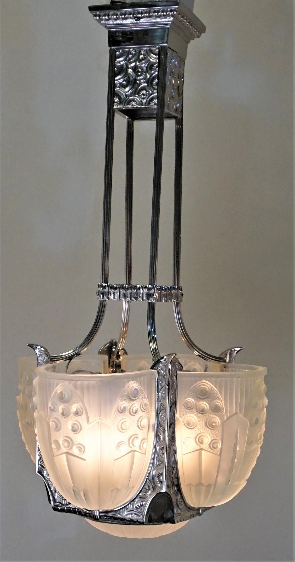French Art Deco Chandelier by Georges Leleu For Sale 4