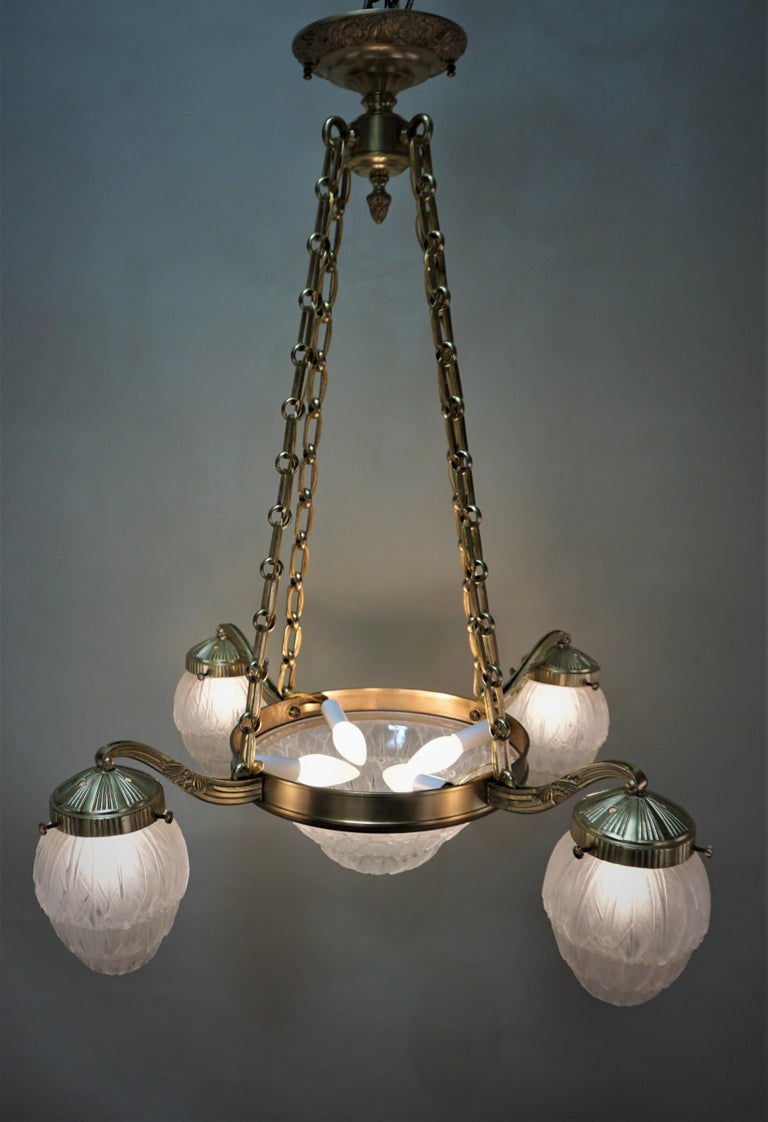 French Art Deco Chandelier by Hettier and Vincent at 1stDibs