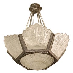 Antique French Art Deco Chandelier by Hettier Vincent