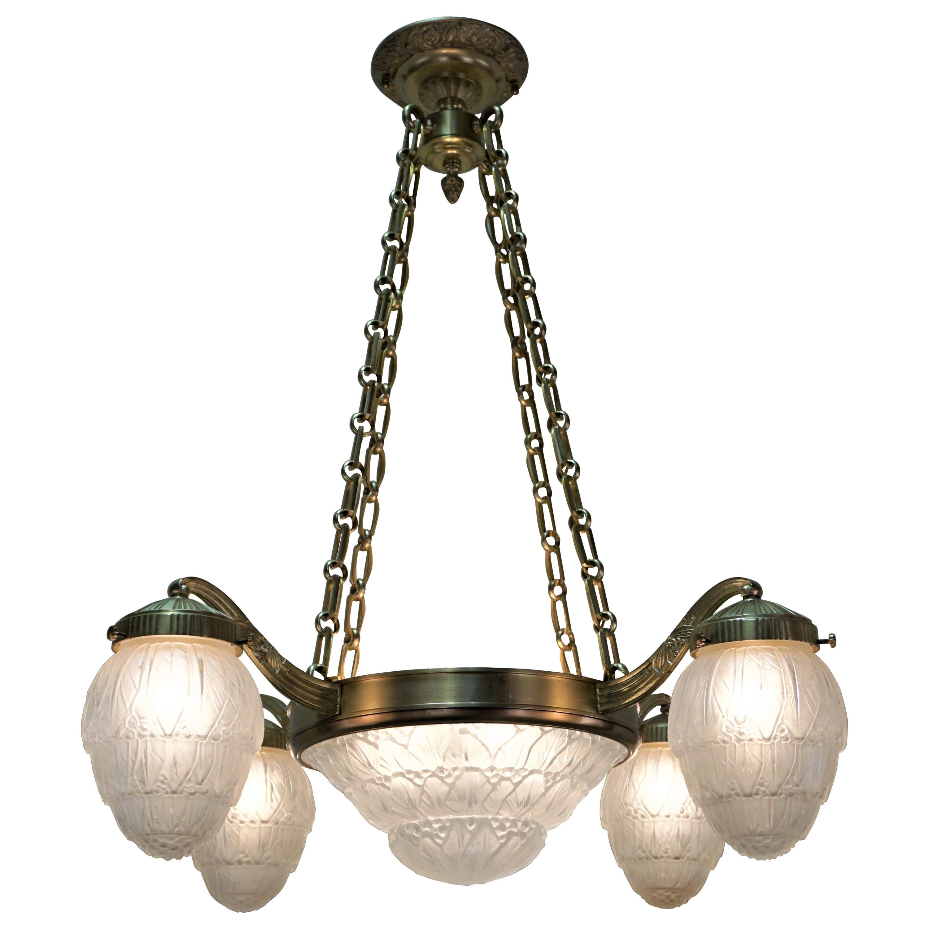 Lustre Art Déco français par Hettier & Vincent