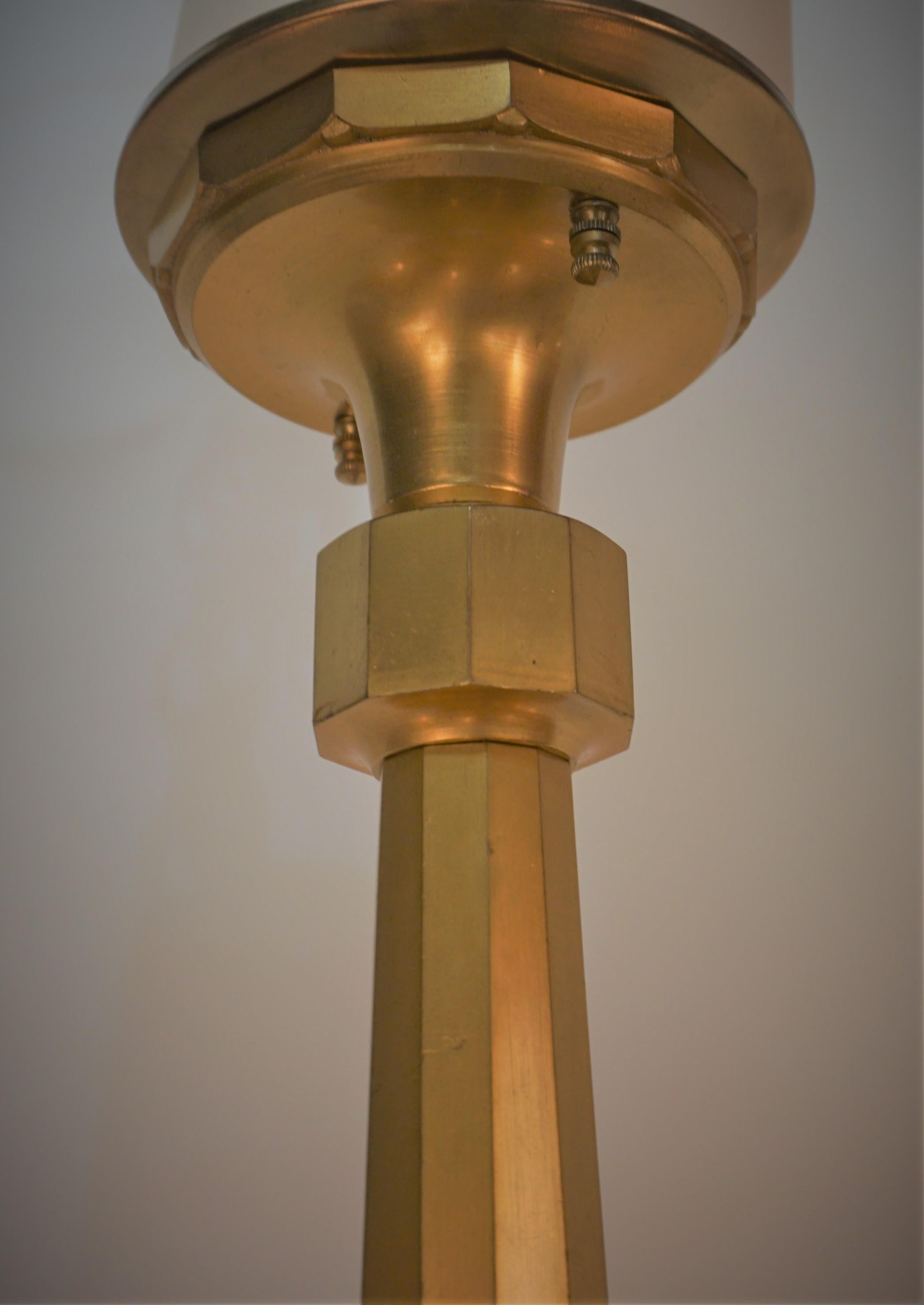Gilt French Art Deco Chandelier by J Robert For Sale