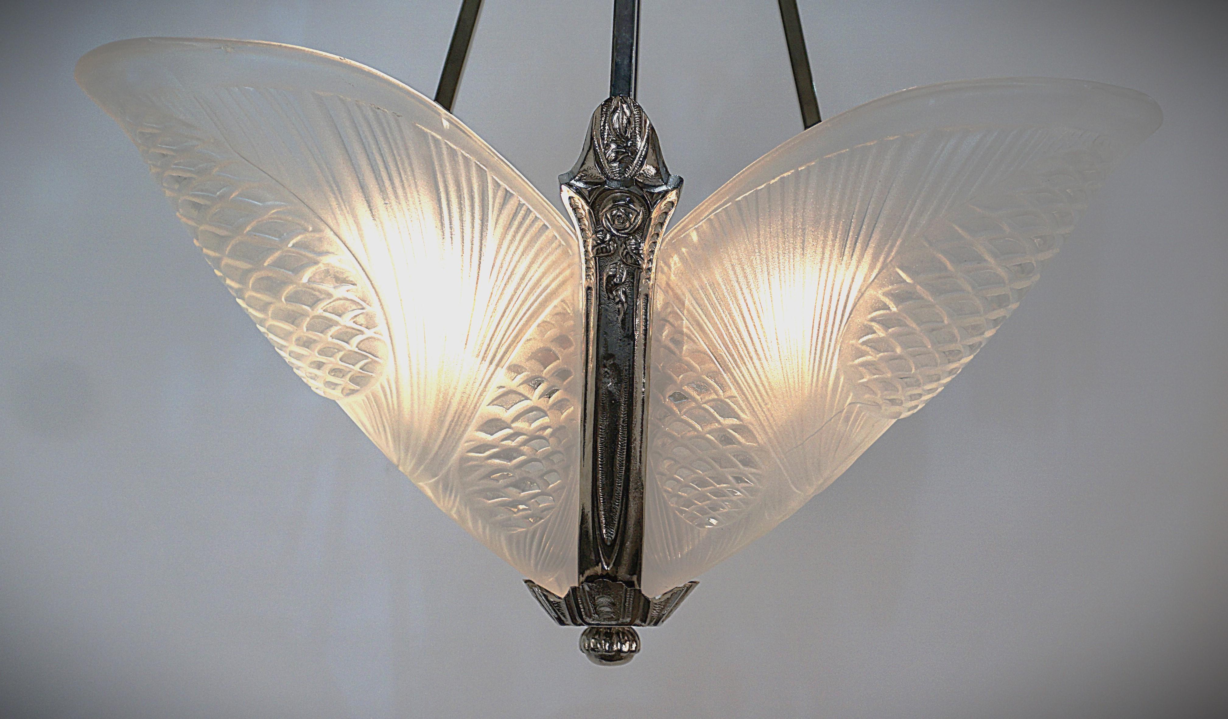 French Art Deco Chandelier by Jean Noverdy 5