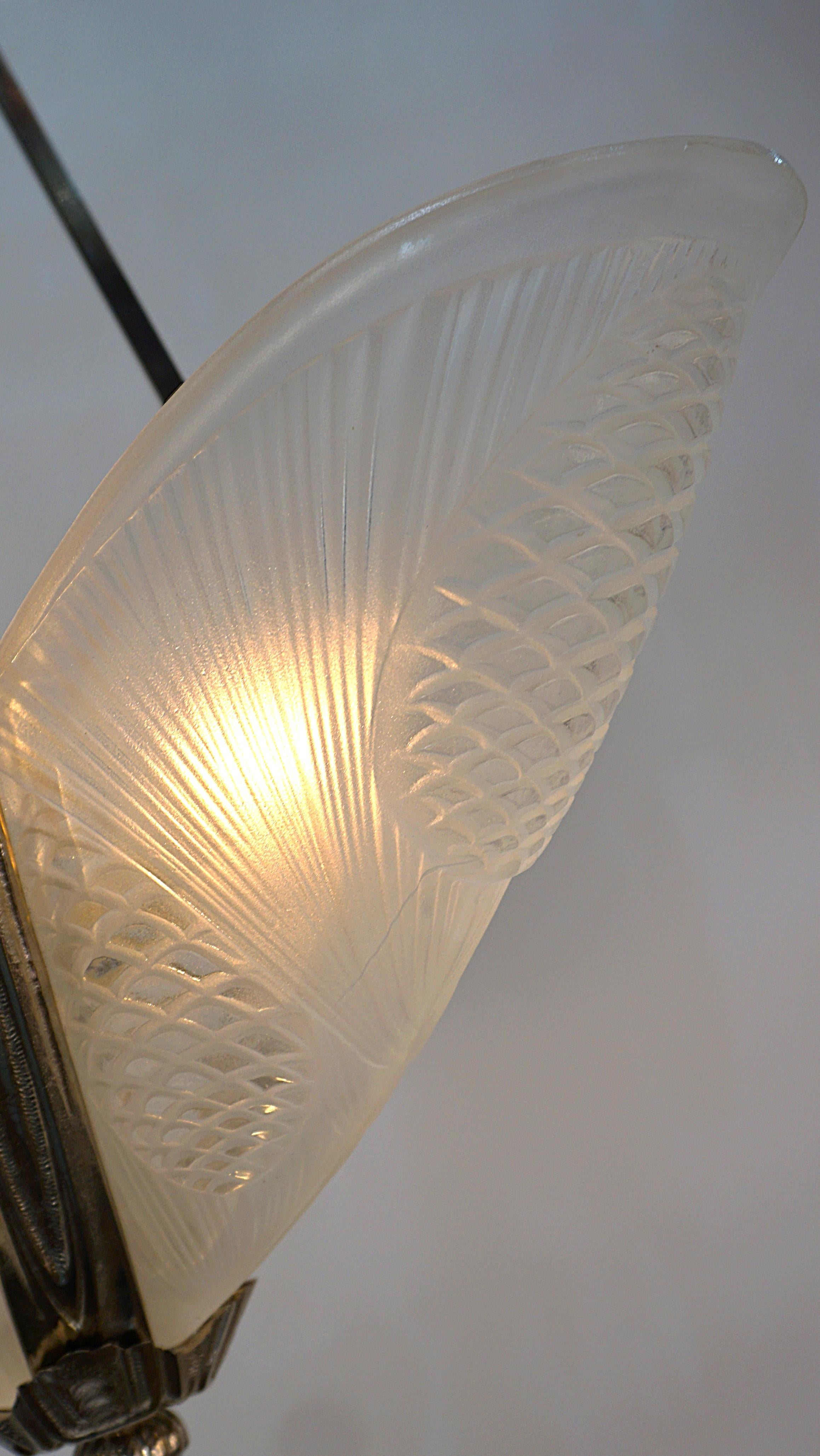 French Art Deco Chandelier by Jean Noverdy In Good Condition In Fairfax, VA