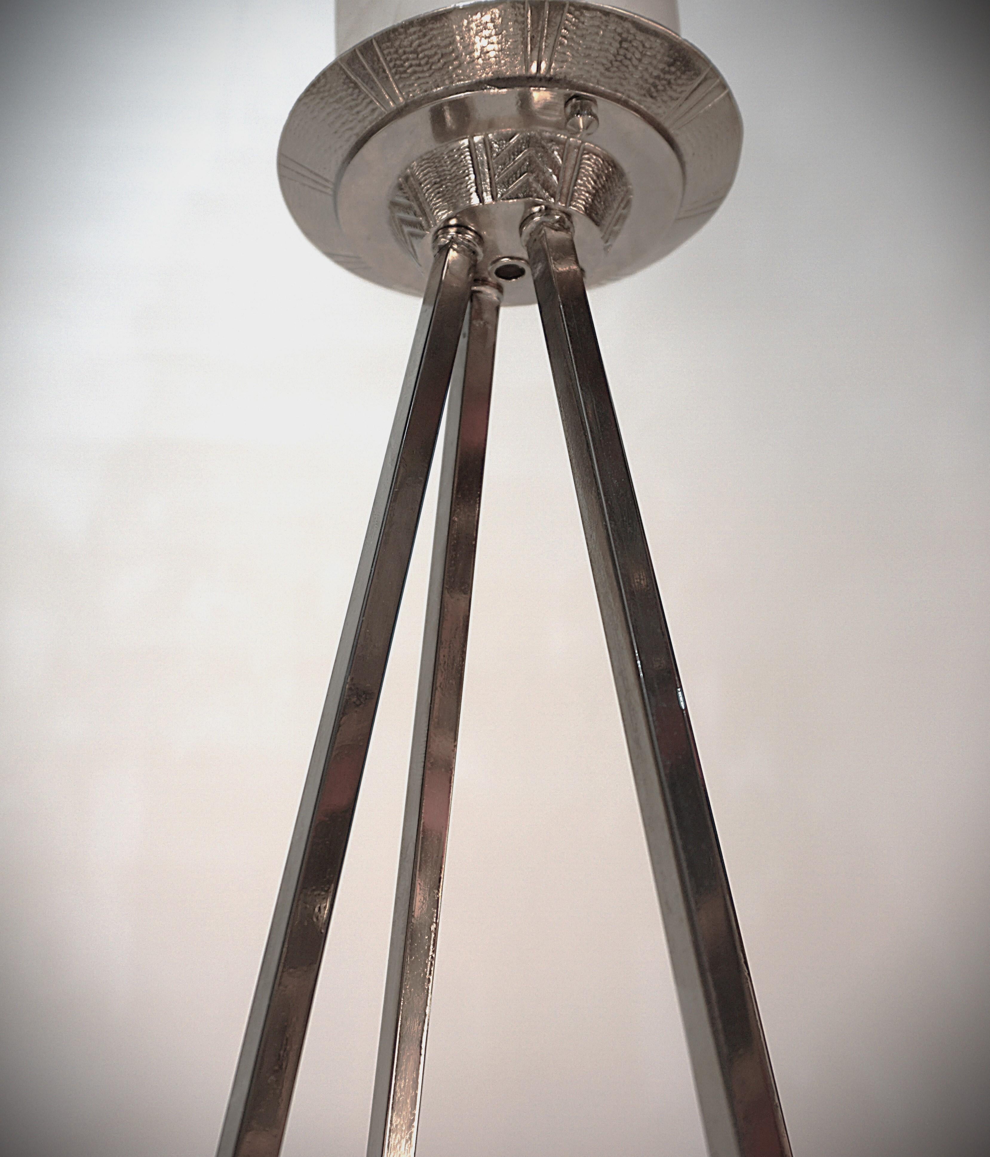 Glass French Art Deco Chandelier by Jean Noverdy