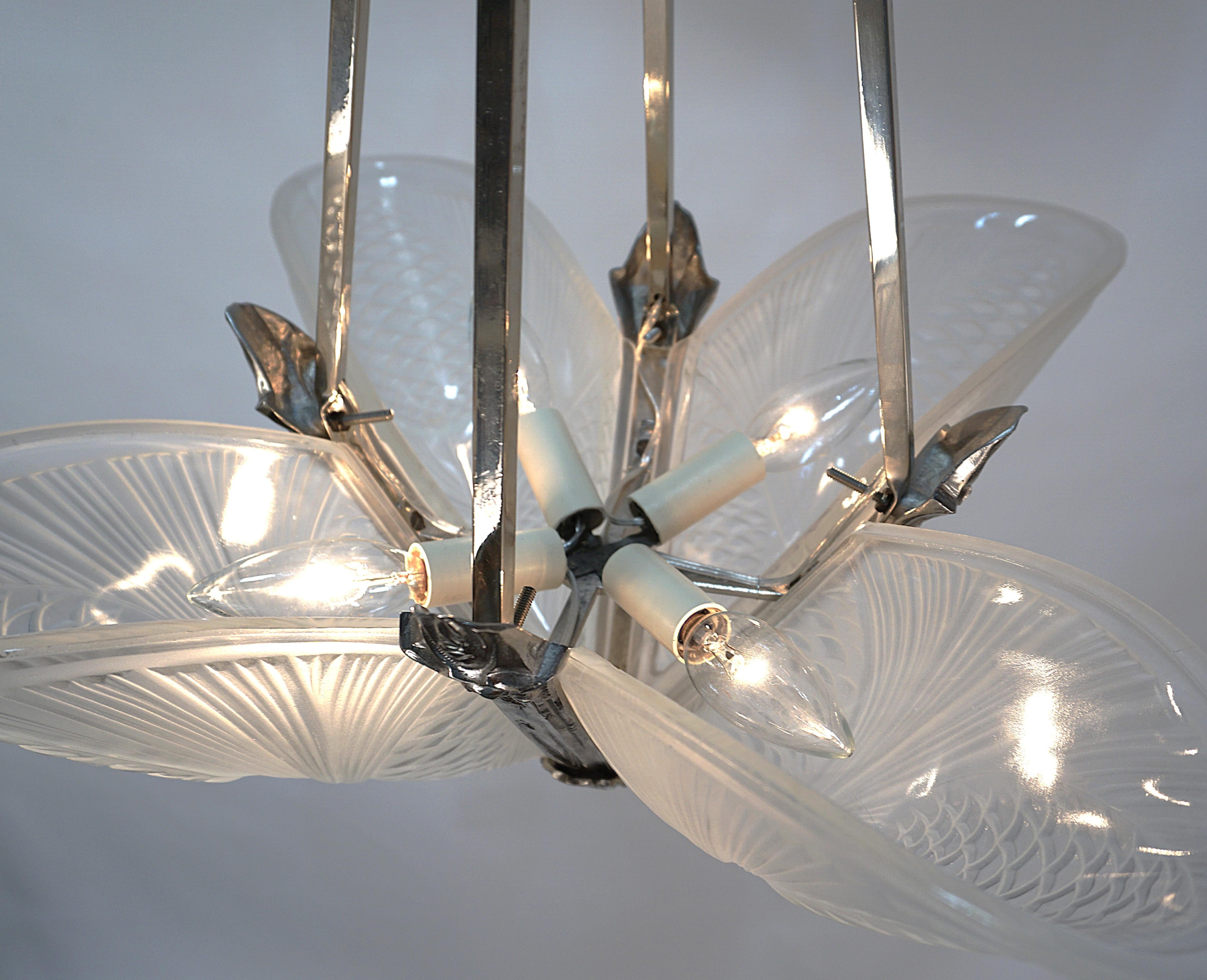 French Art Deco Chandelier by Jean Noverdy 2