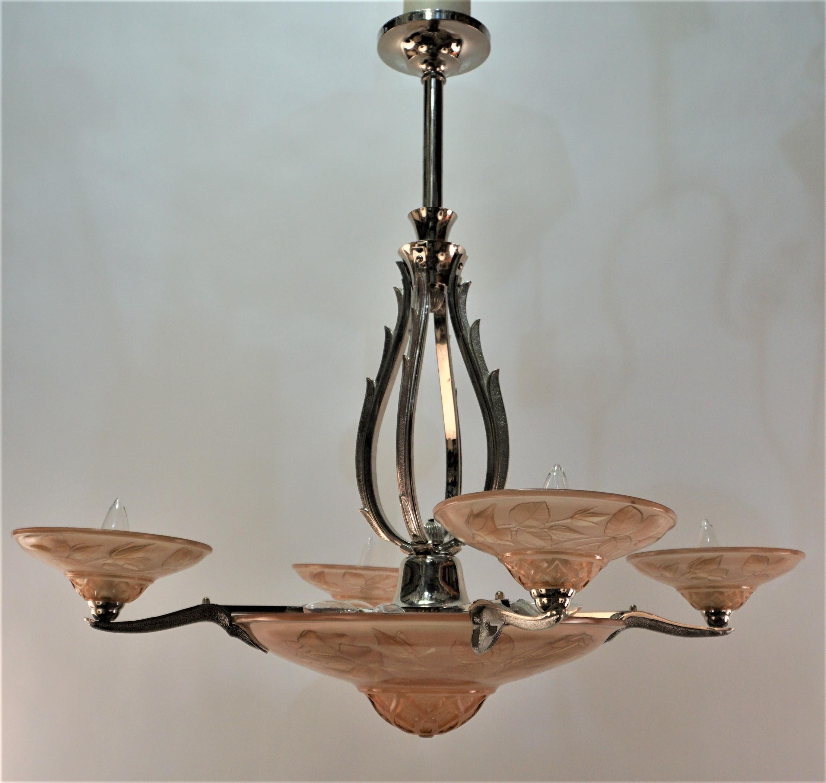 French Art Deco Chandelier by Maurice Model Verden 4