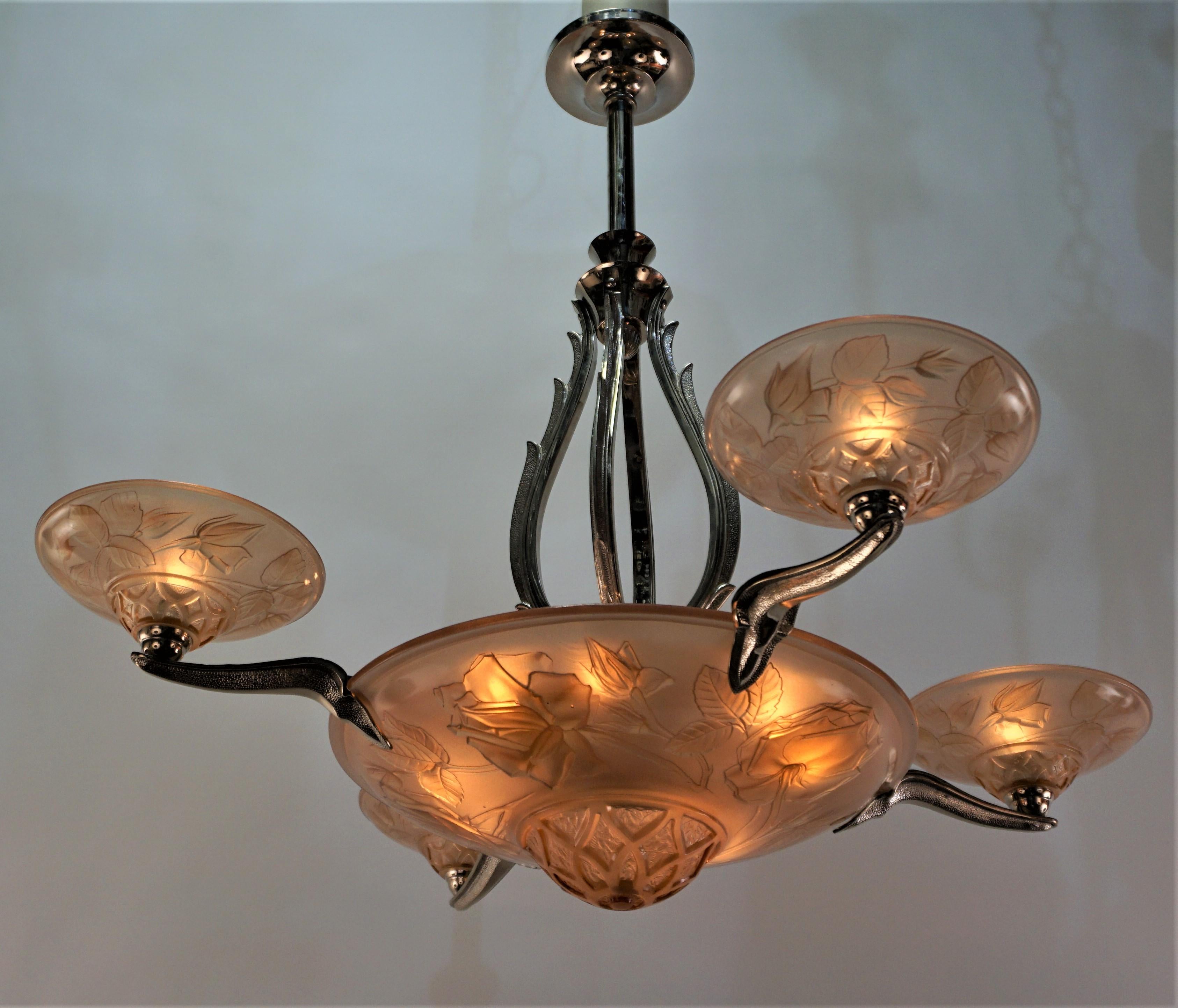 Mid-20th Century French Art Deco Chandelier by Maurice Model Verden