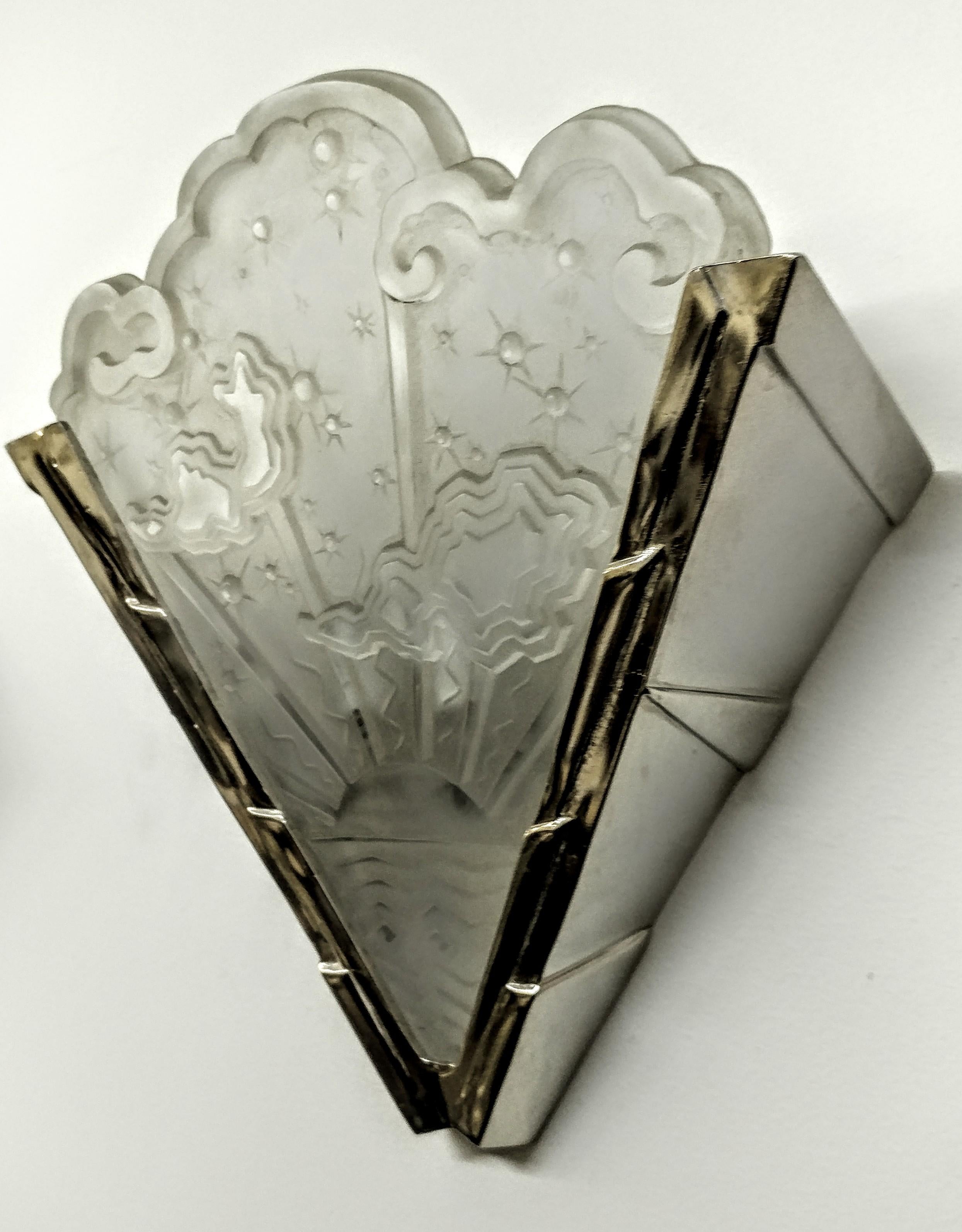 French Art Deco Pendant Chandelier signed by Muller Ferers For Sale 2