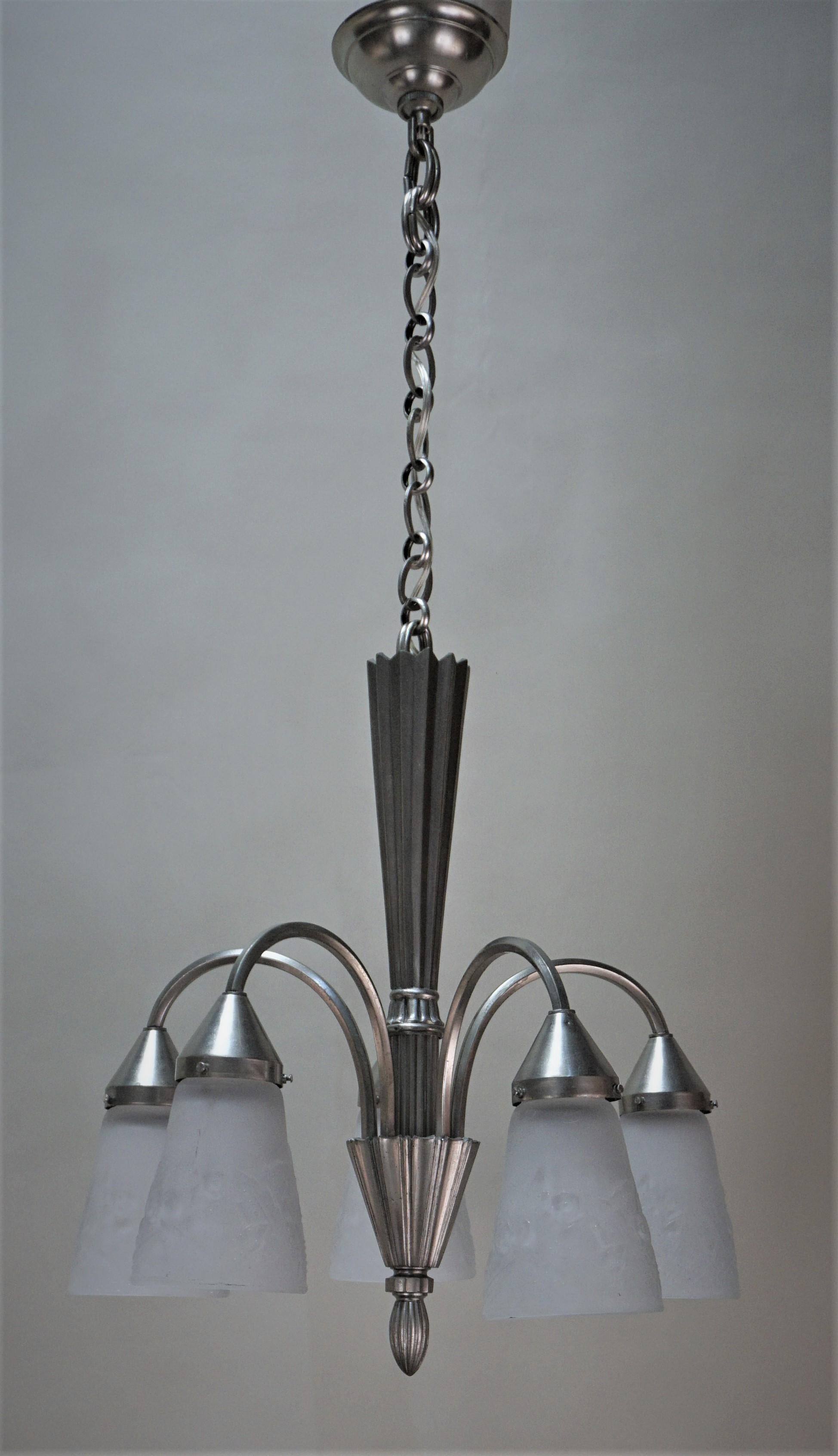 French Art Deco Chandelier by Muller Freres 3