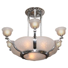 French Art Deco Chandelier by Muller Frères Luneville, 1930