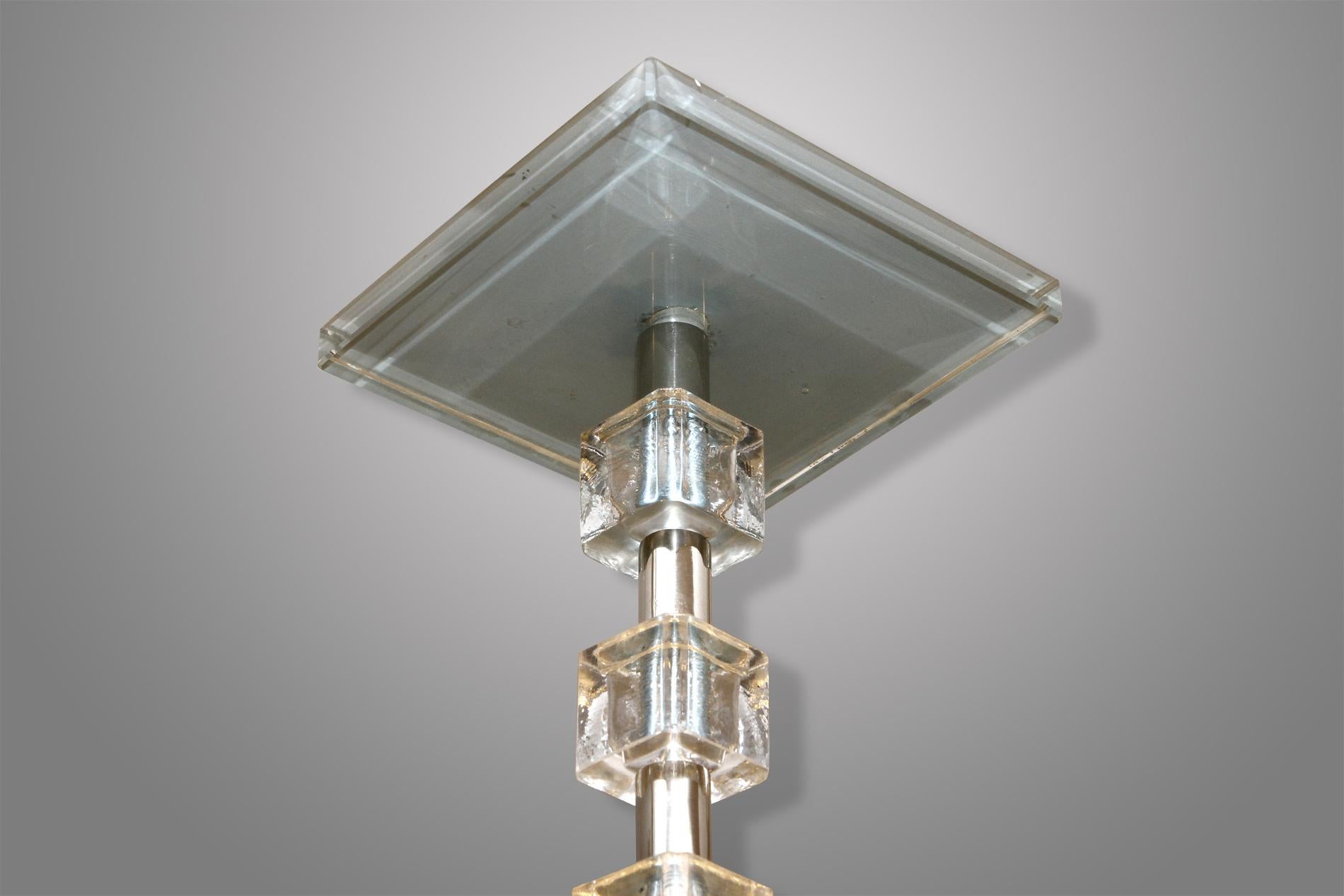 Bronze French Art Deco chandelier by Muller Frères Luneville  For Sale