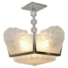French Art Deco chandelier by Muller Frères Luneville 