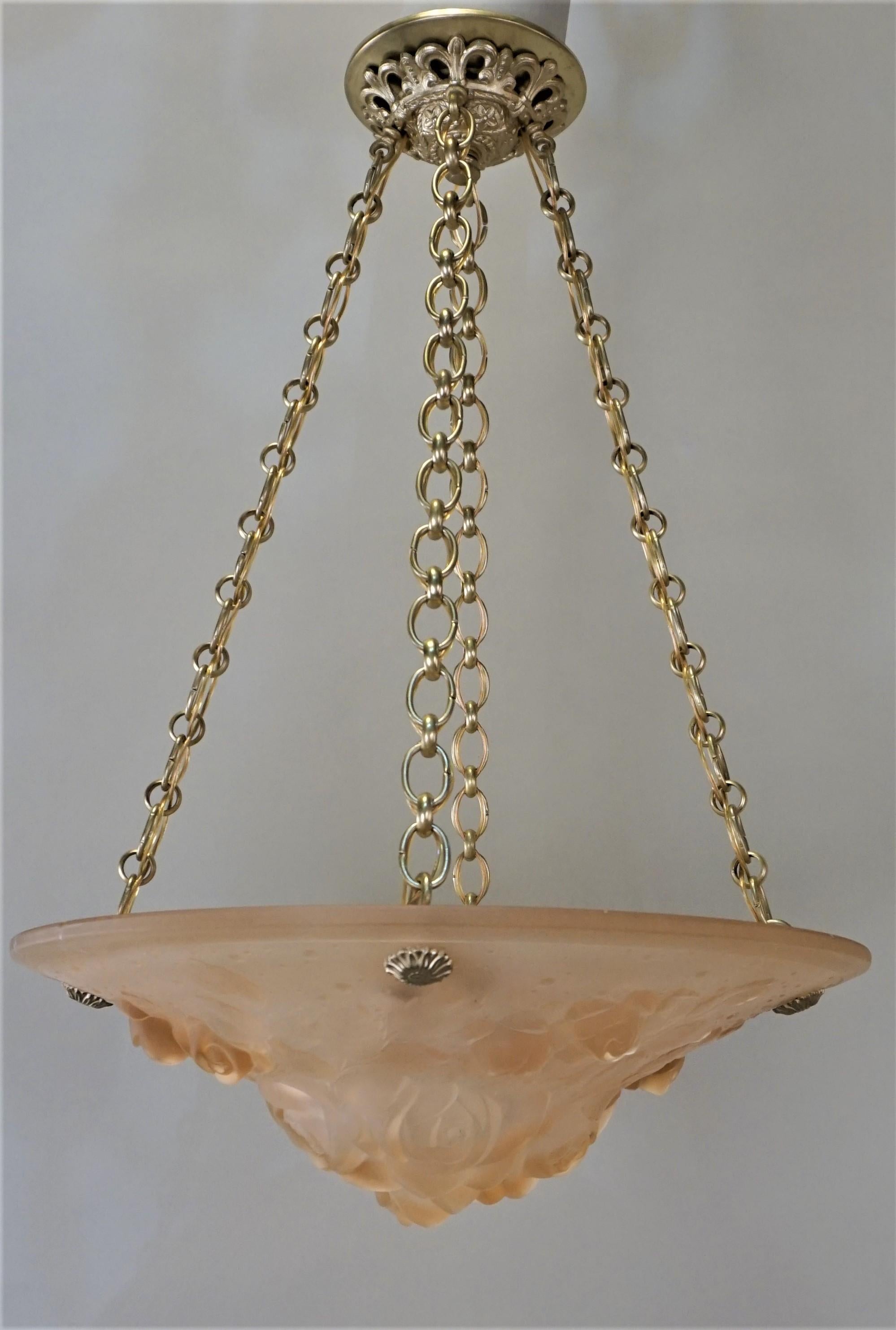French Art Deco Chandelier by Muller Fres Luneville 5