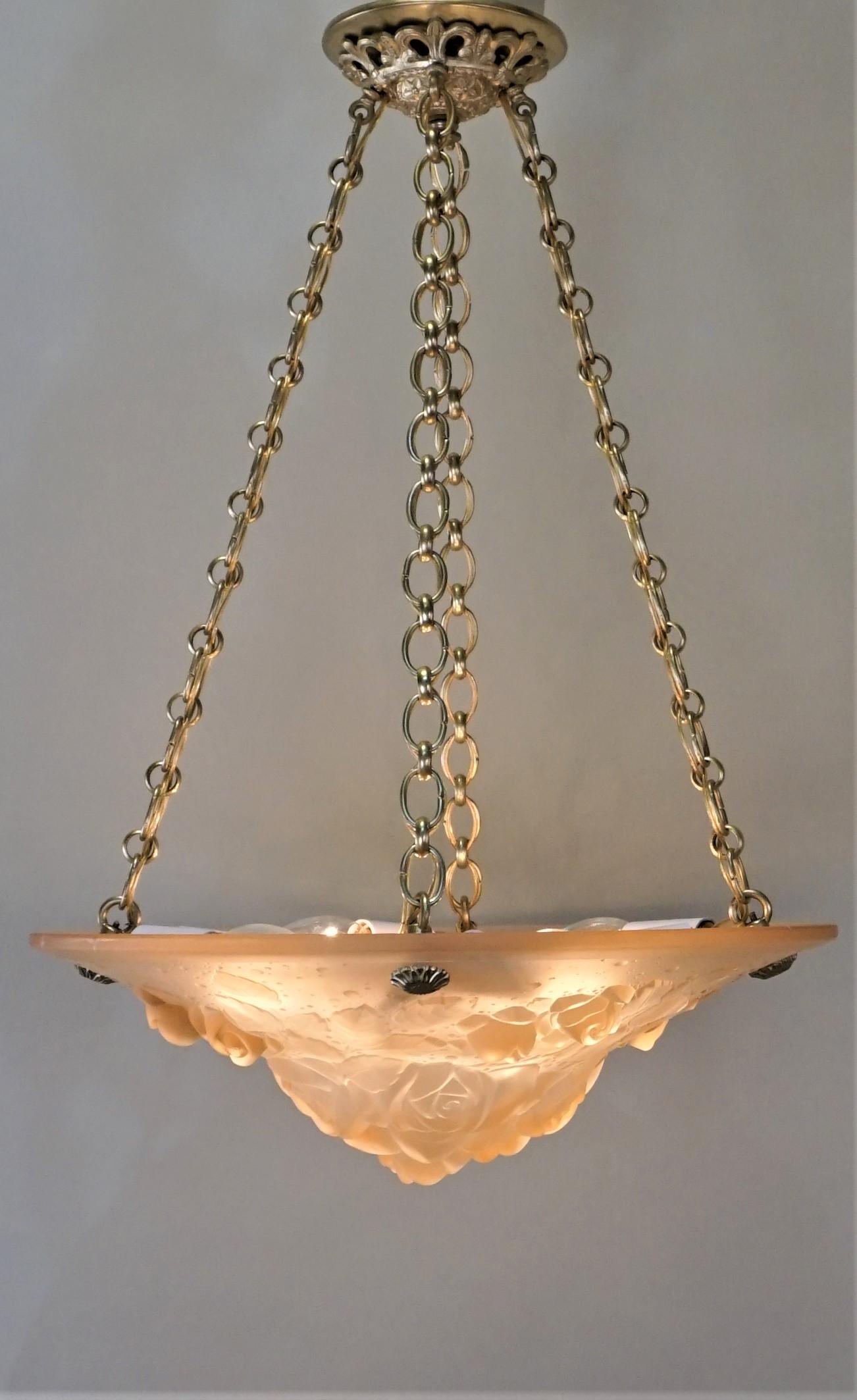 French Art Deco Chandelier by Muller Fres Luneville 4