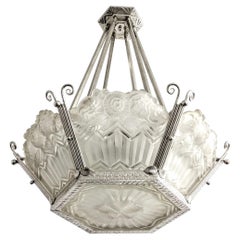 A French Art Deco Pendant / Chandelier signed by Noverdy (Pair Available )