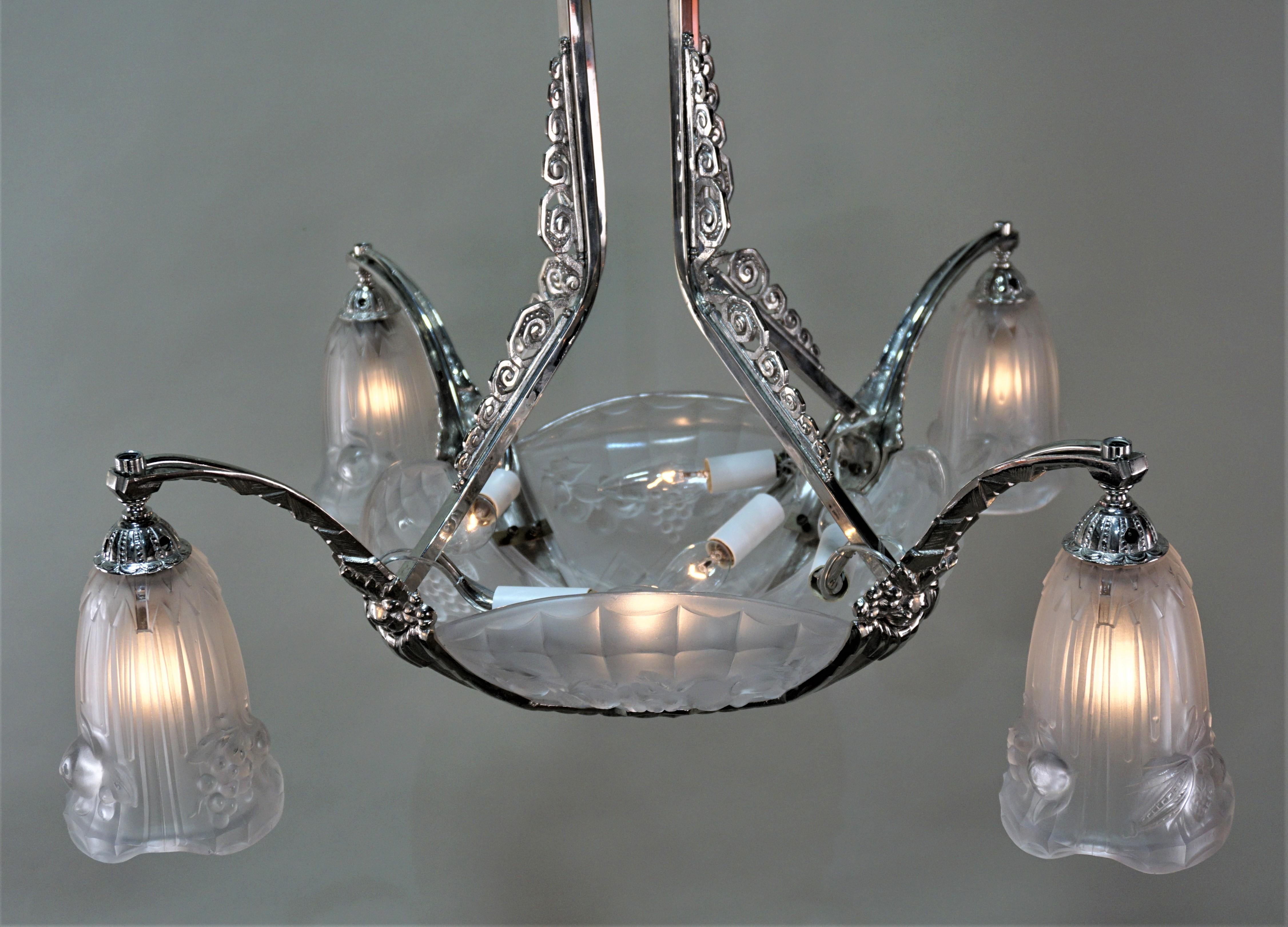 French Art Deco Chandelier by P. Gilles 2 5