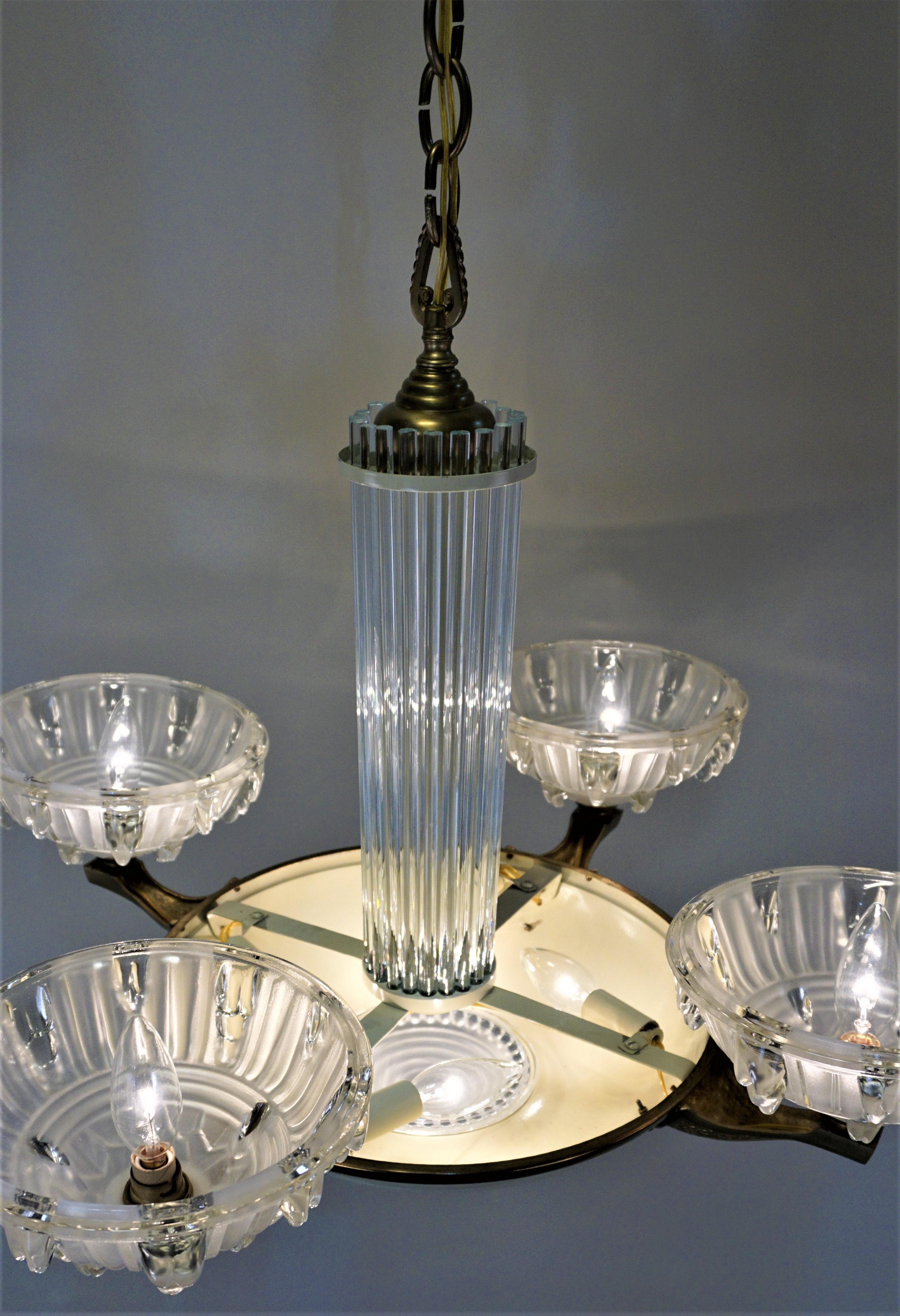 French Art Deco Chandelier by Patitot 1