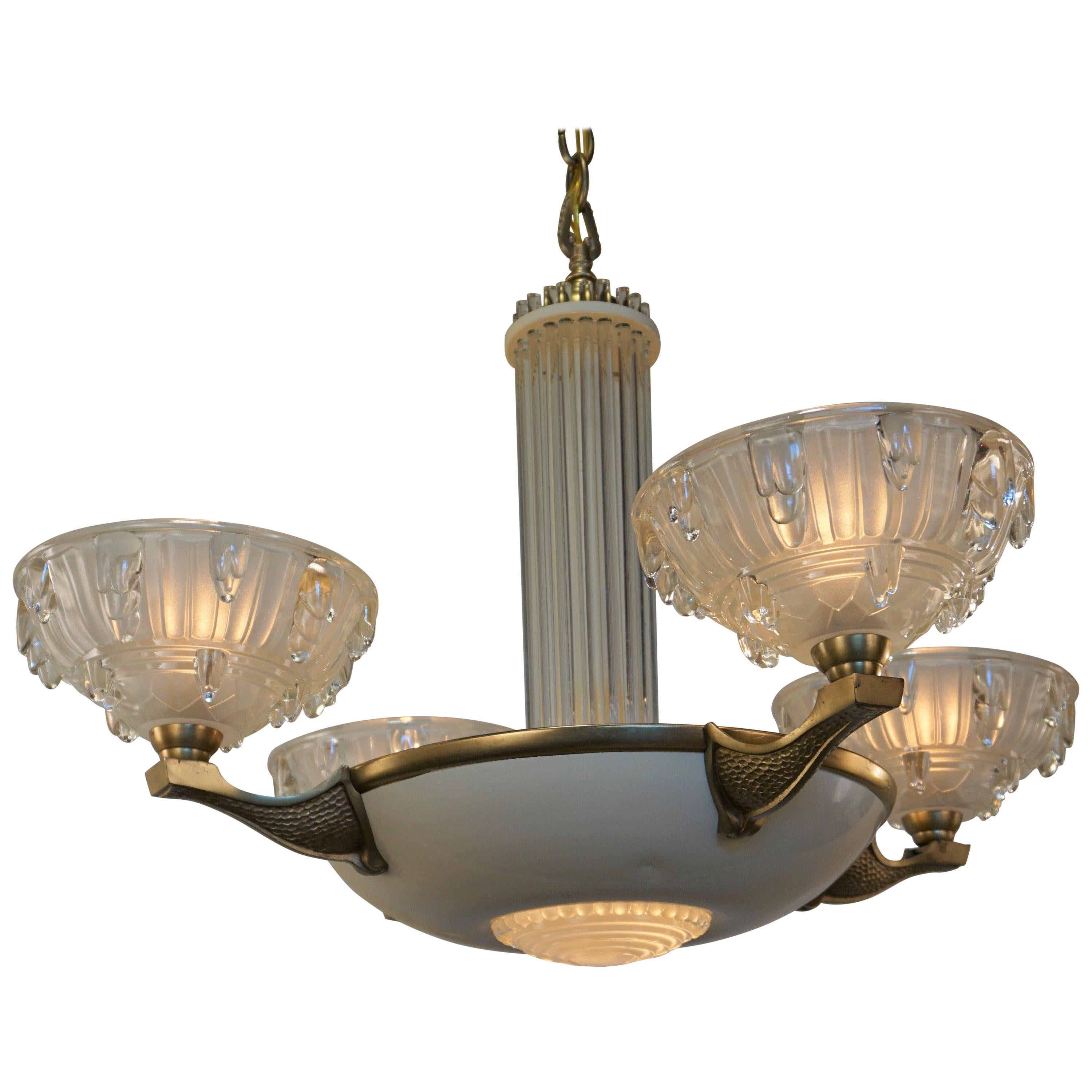 French Art Deco Chandelier by Patitot