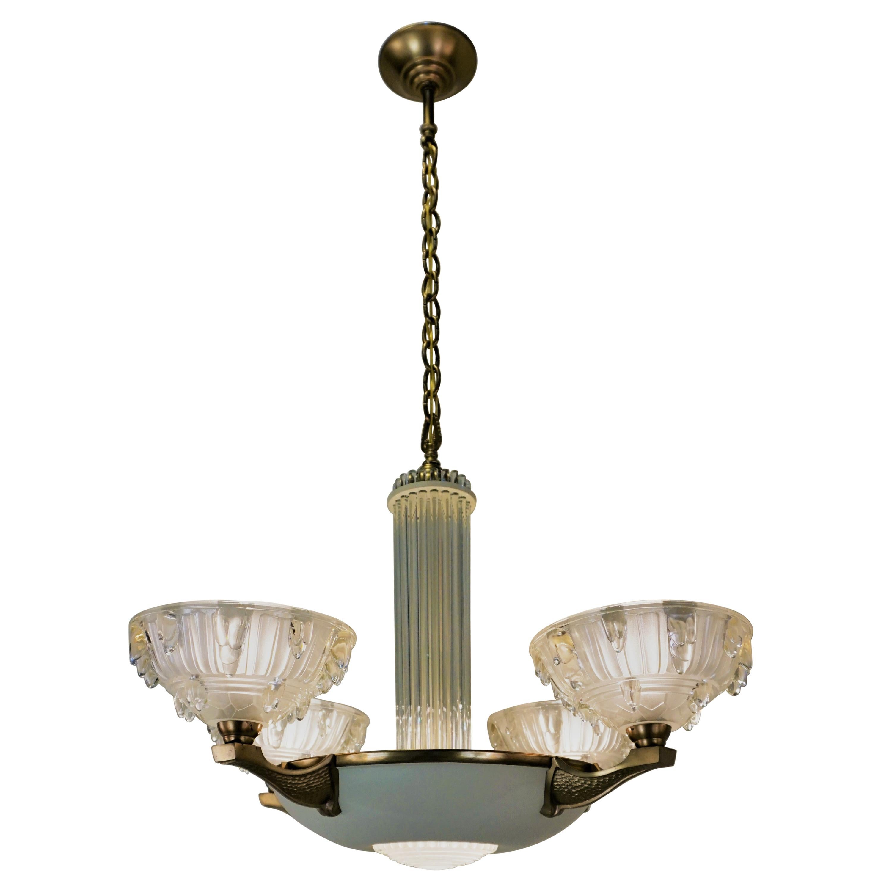 French Art Deco Chandelier by Patitot