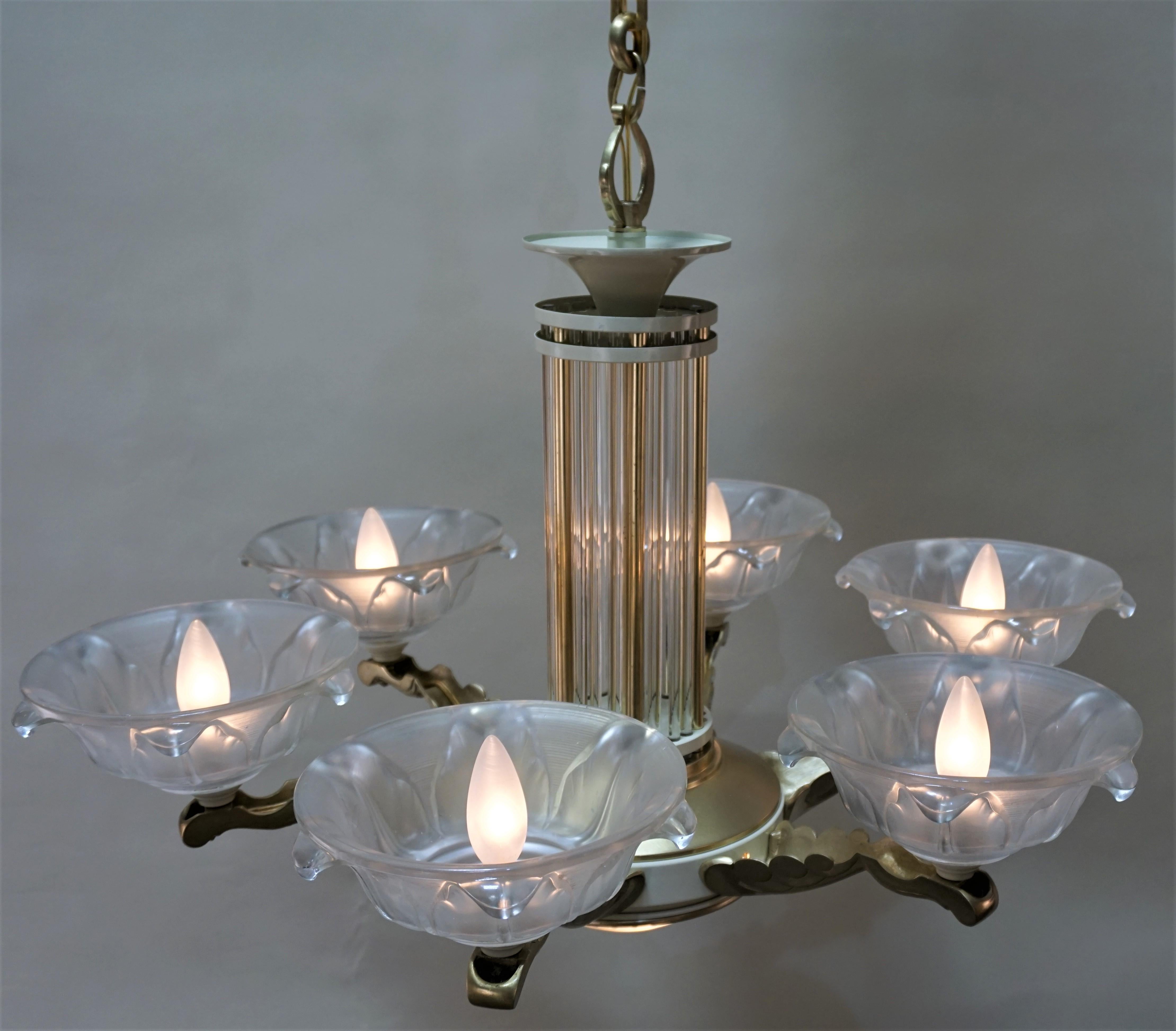 French Art Deco Chandelier by Petitot 5