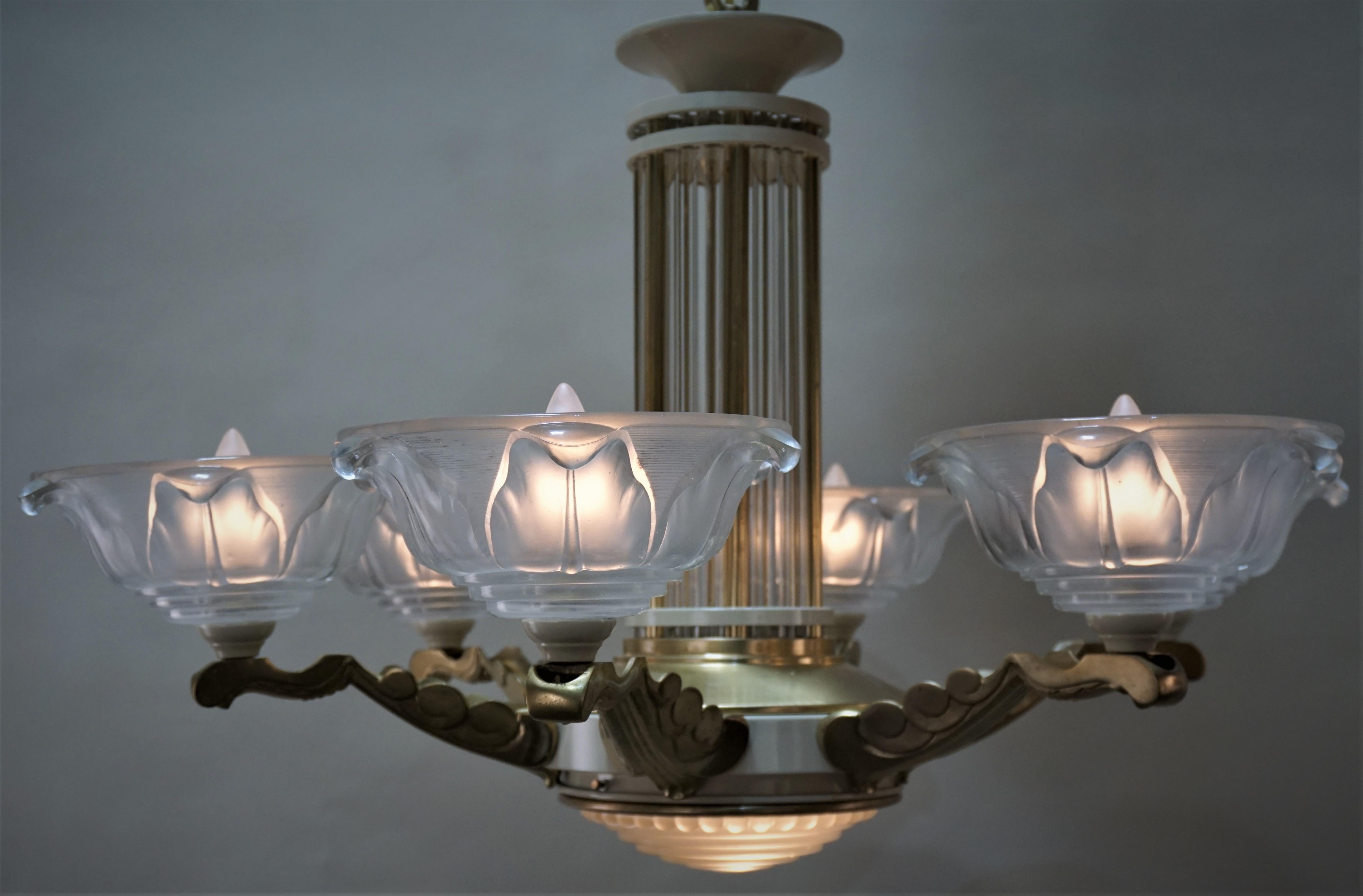 French Art Deco Chandelier by Petitot 6