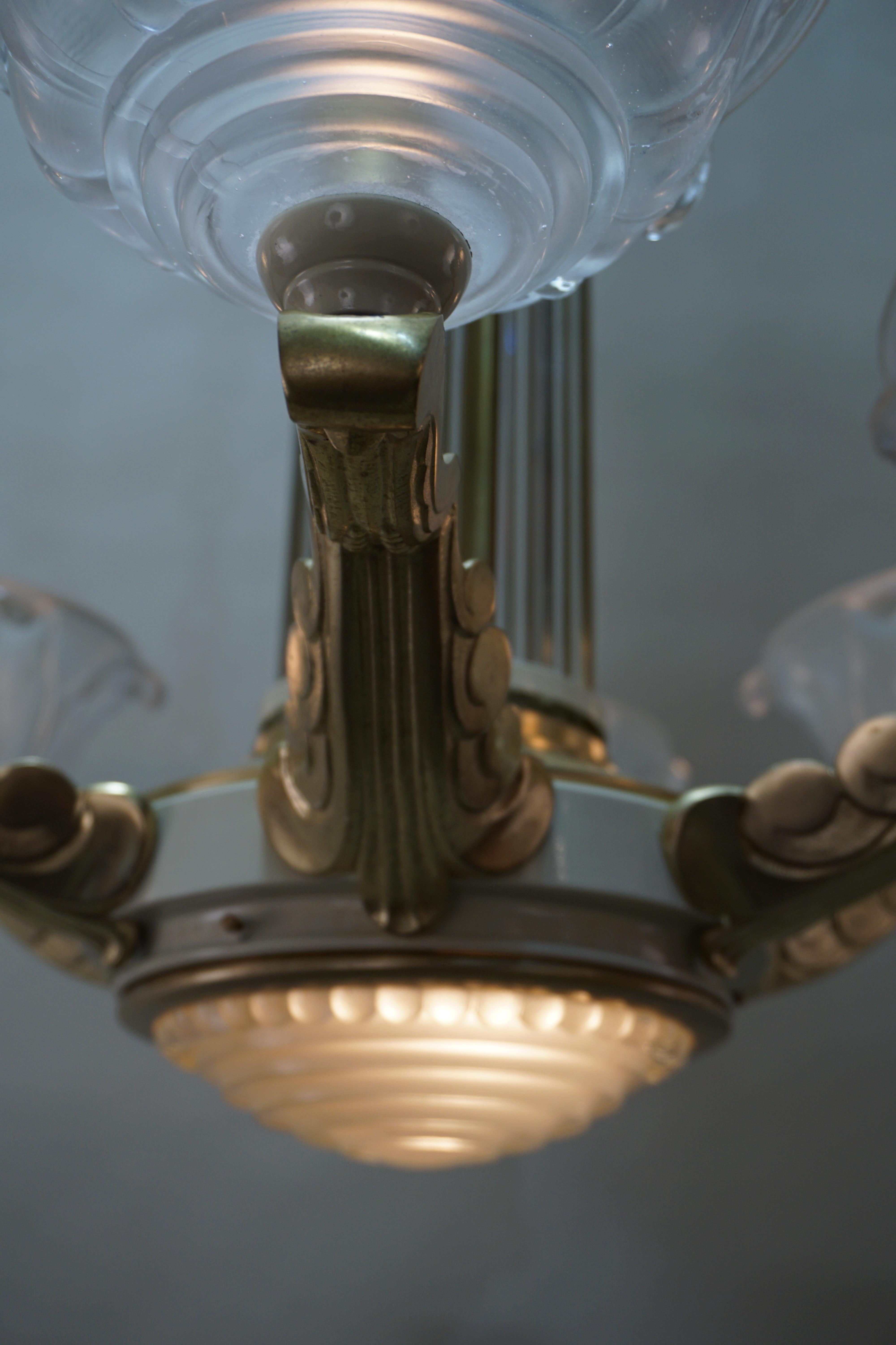 French Art Deco Chandelier by Petitot 1