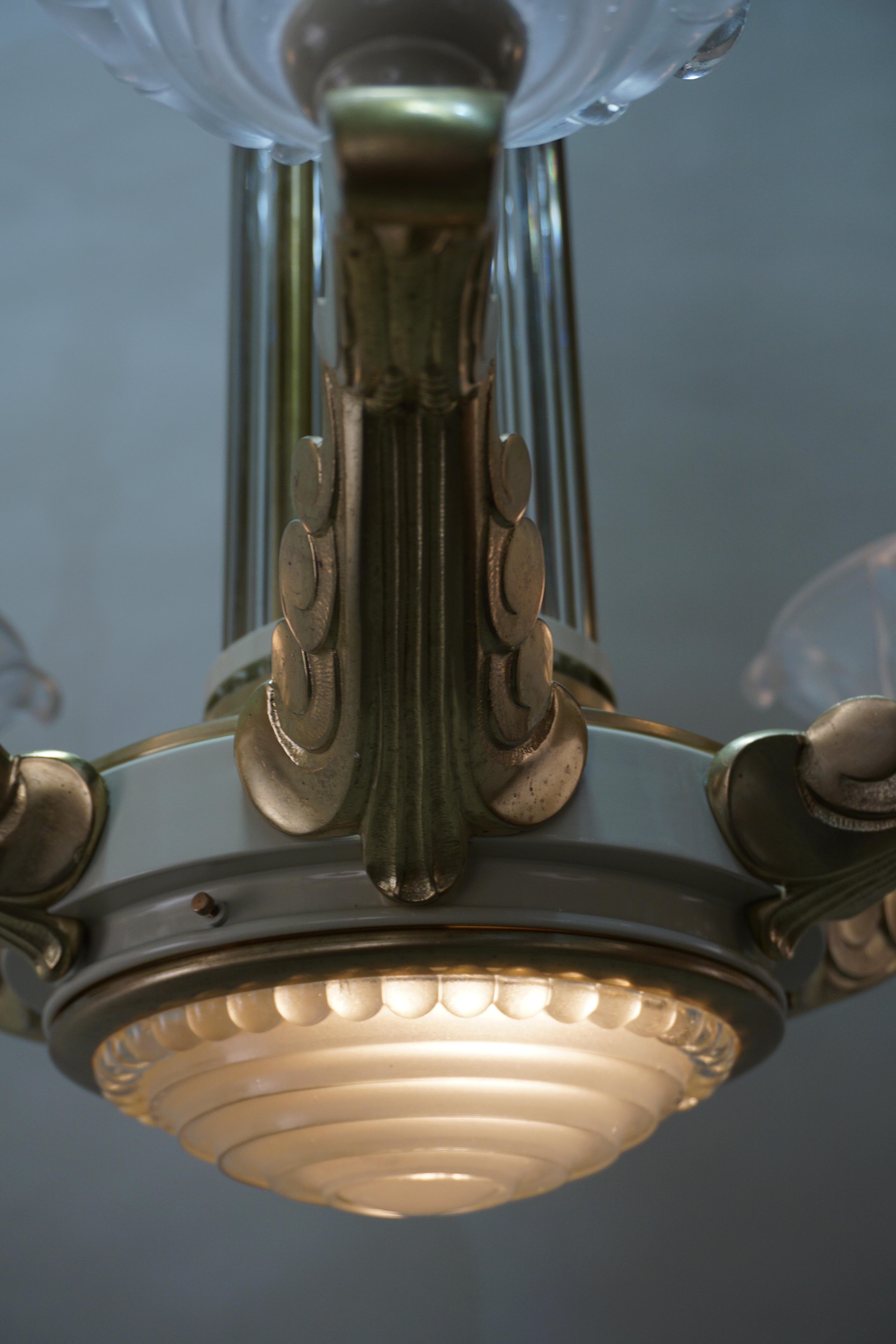 French Art Deco Chandelier by Petitot 4
