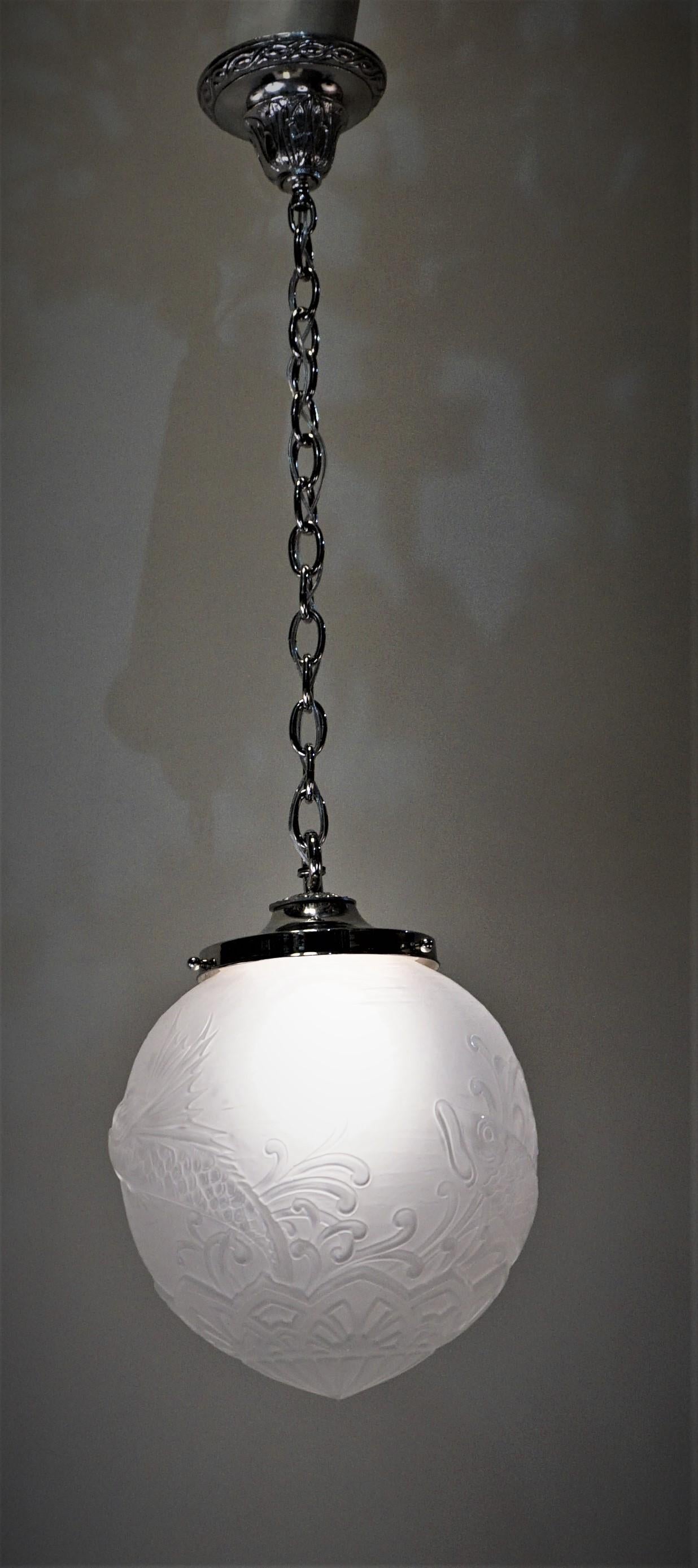 Lampadario Art Deco francese di Pierre D'Avesn In condizioni buone a Fairfax, VA